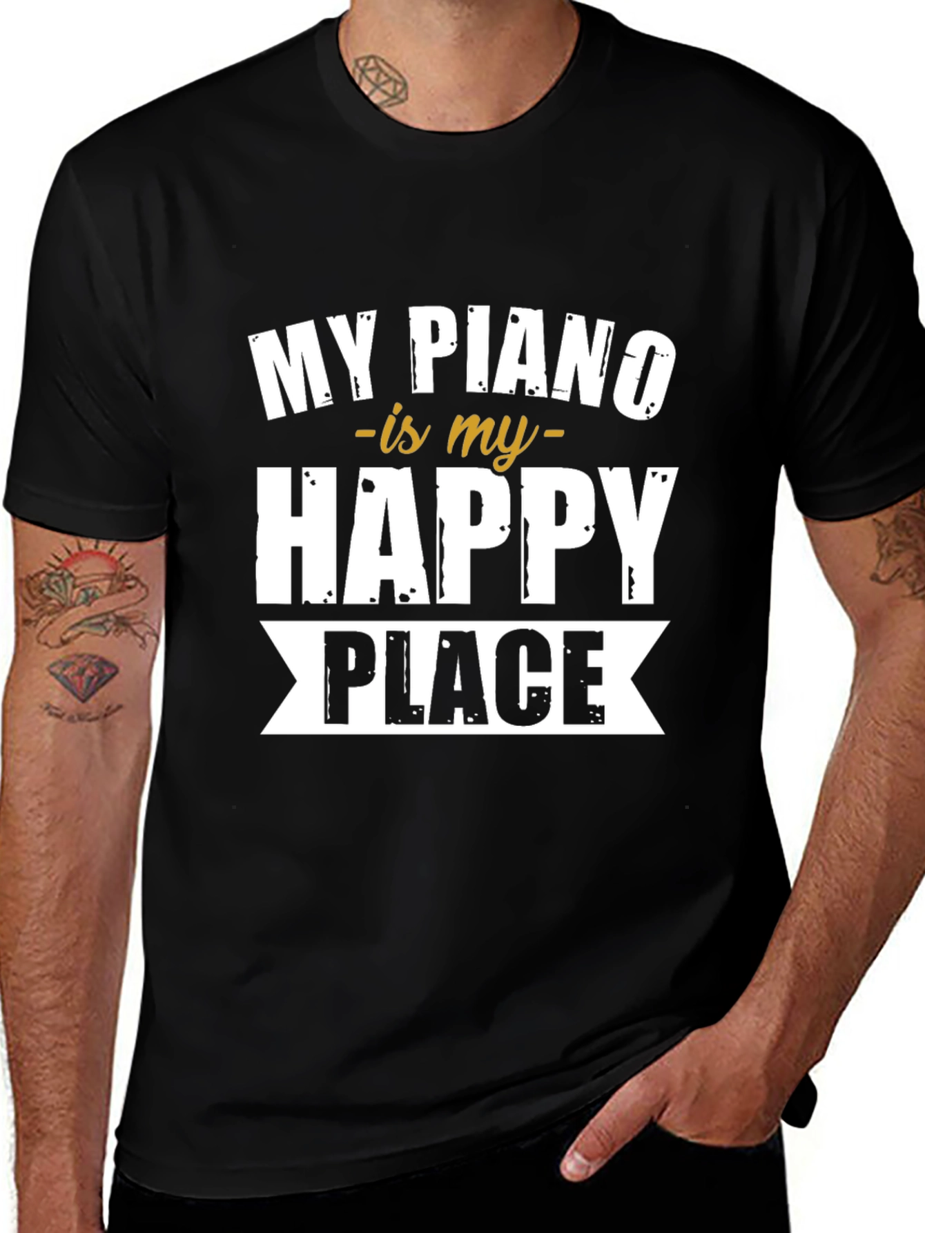 Variant 2 of My Piano is My Happy Place Black T-Shirt