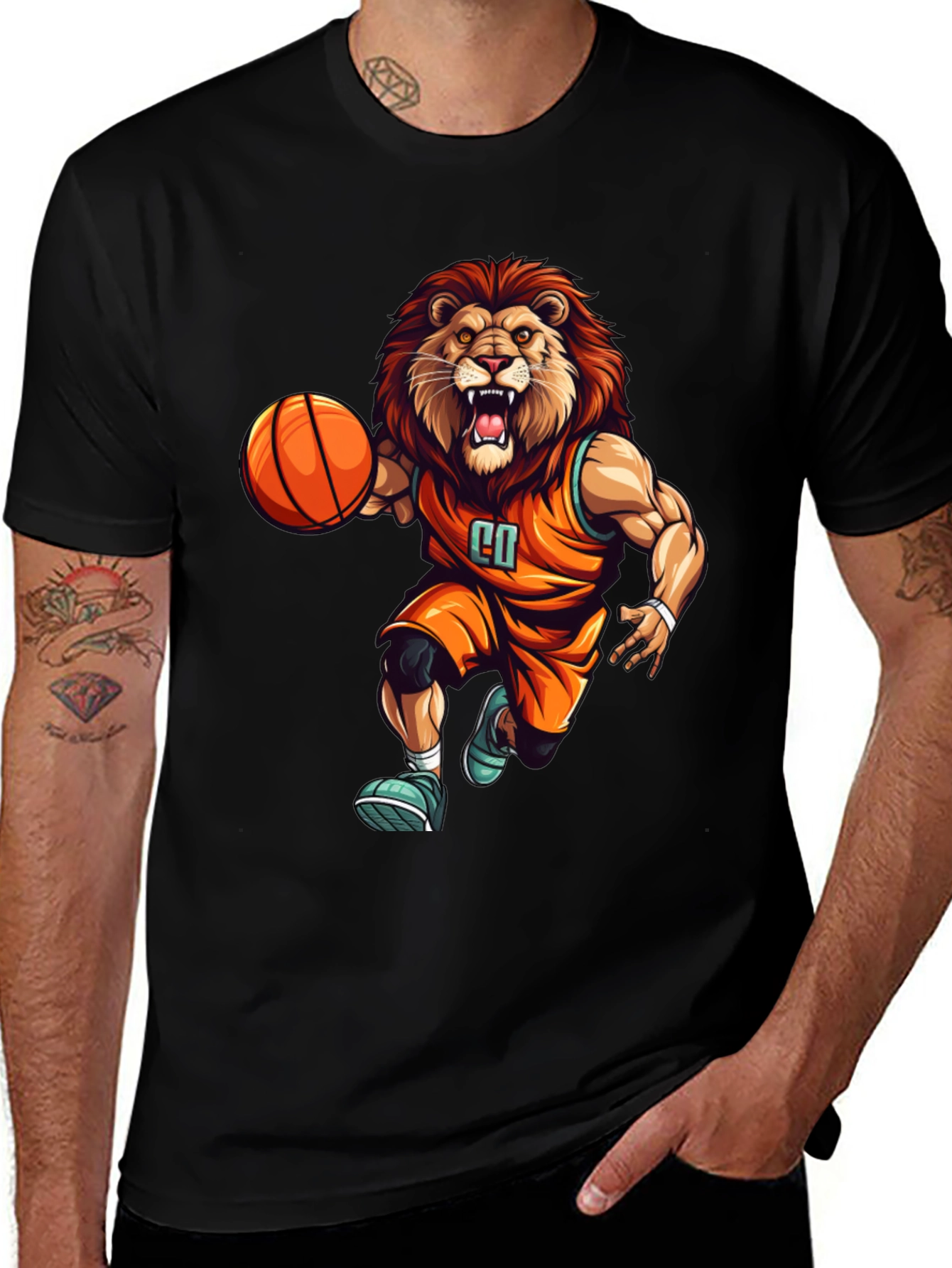 Variant 24 of Lion Basketball Player Graphic Tee