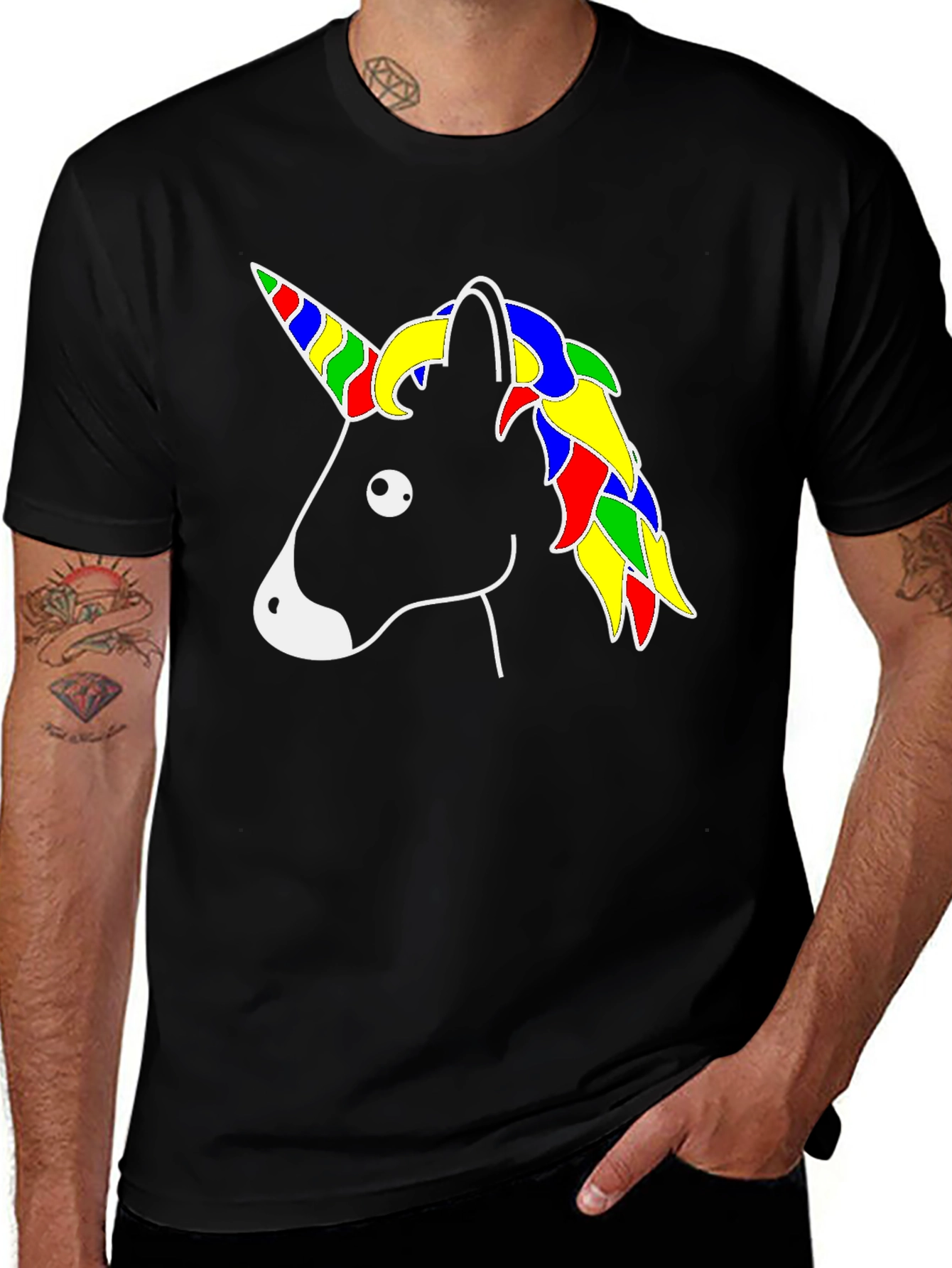 Variant 17 of Unicorn Graphic Tee - Colorful Mane Design
