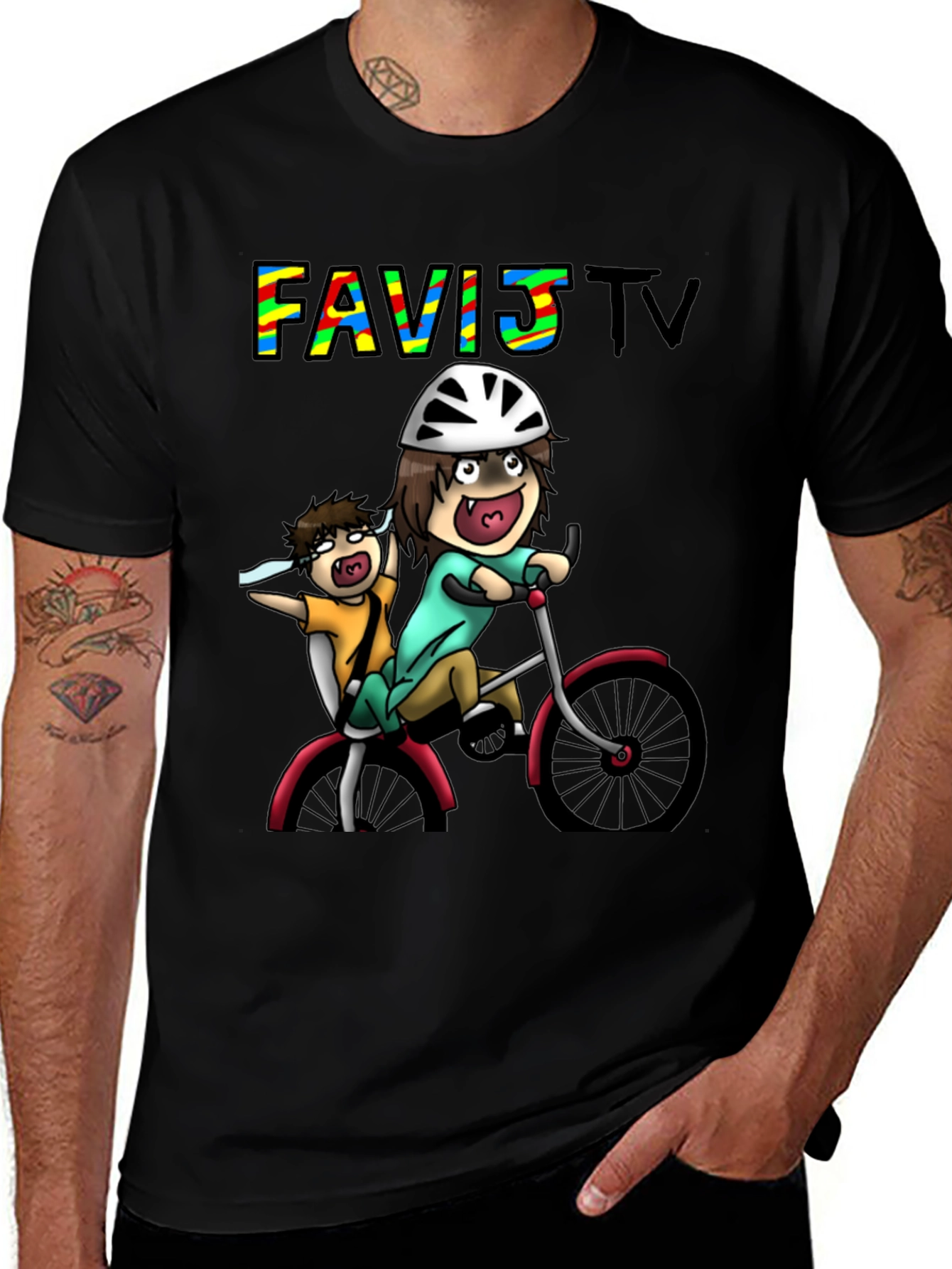 Variant 30 of FaviJ TV Cartoon Graphic Tee - Black