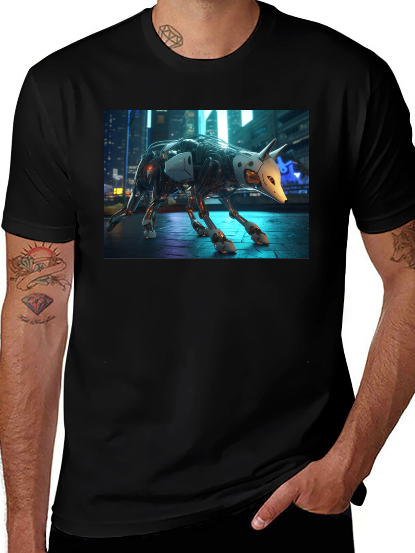 Variant 5 of Cyberpunk Robot Animal T-Shirt