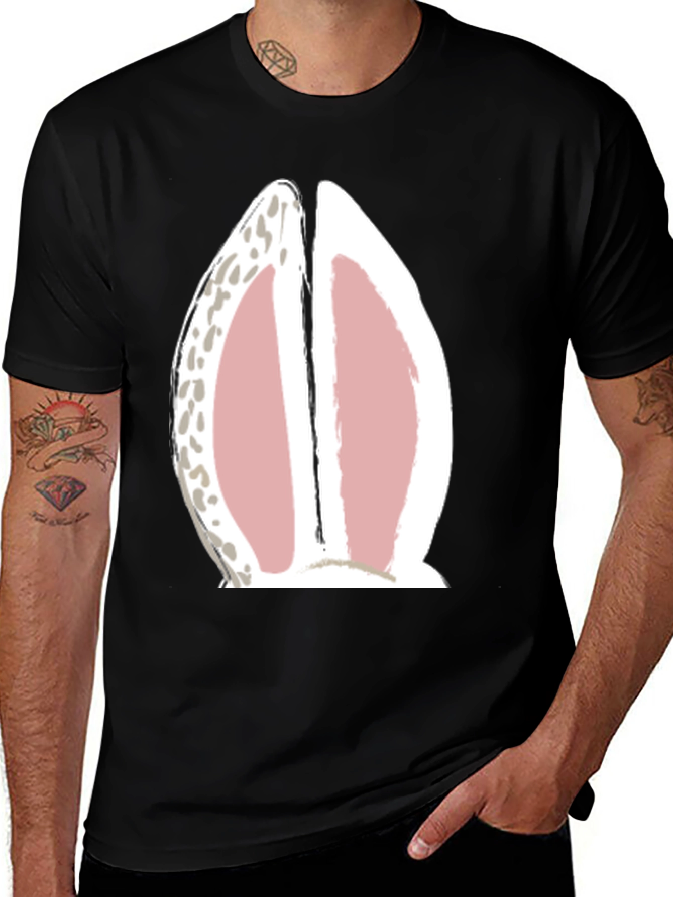 Bunny Ears Graphic Tee - Black Casual T-Shirt
