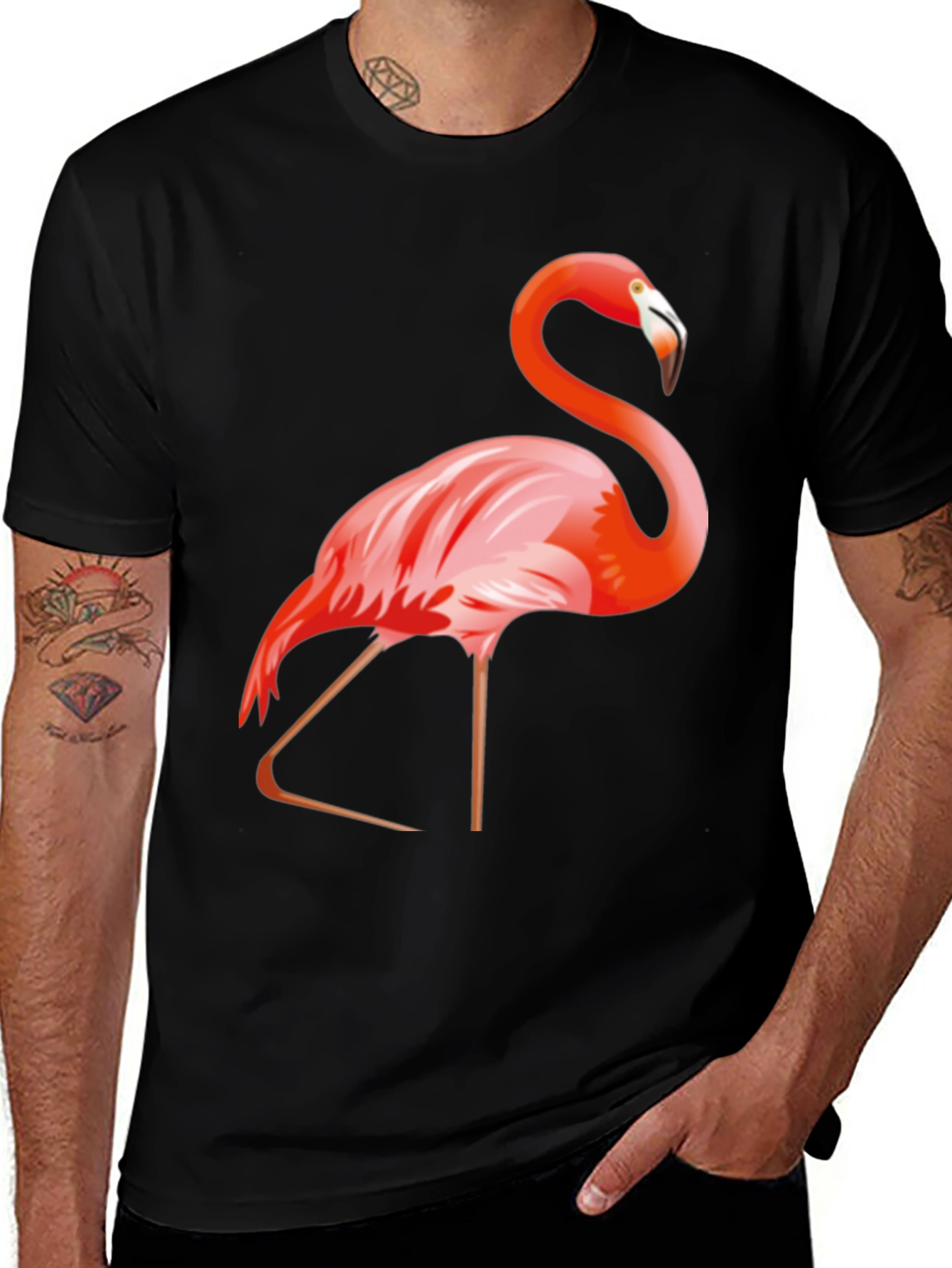 Variant 24 of Flamingo Graphic Tee - Black Cotton Blend