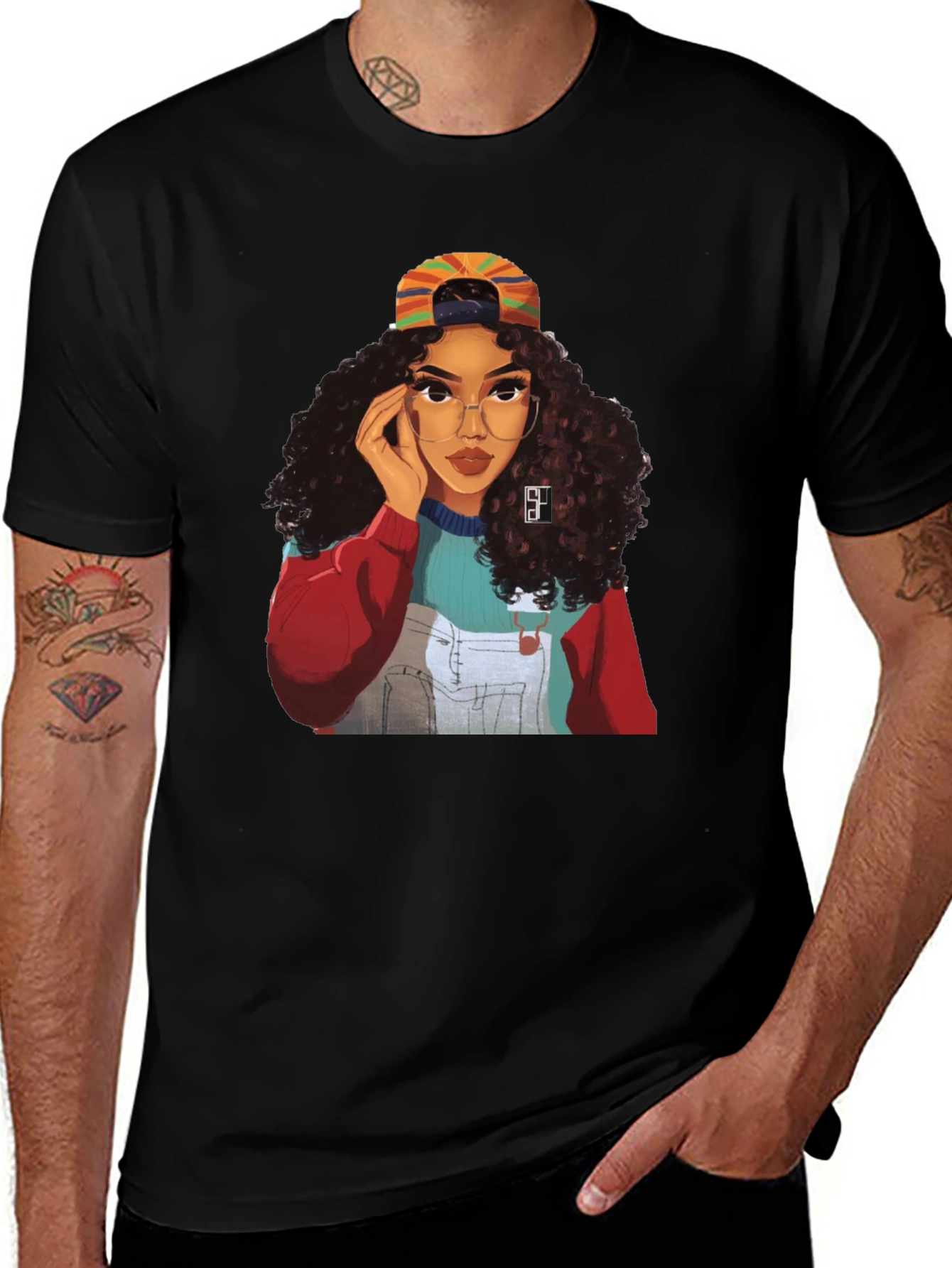 Variant 25 of Stylish Black T-Shirt with Retro Girl Graphic