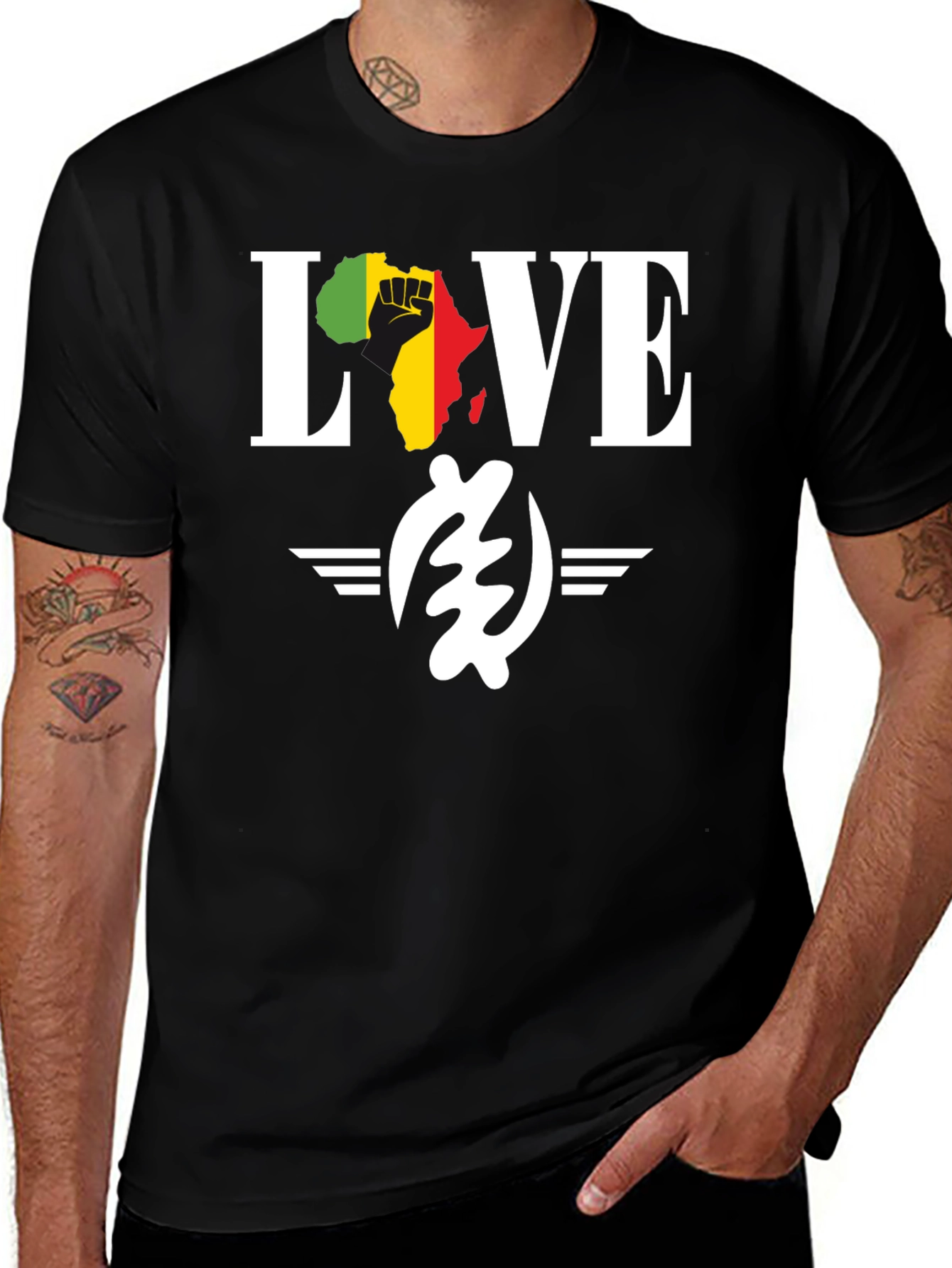 Afro Fist "LOVE" Black T-Shirt