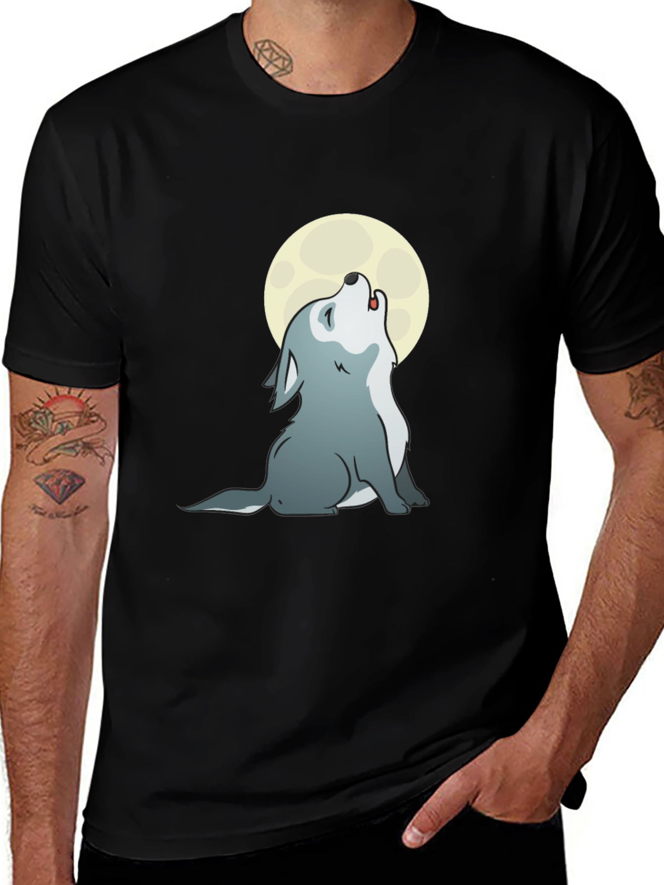 Variant 10 of Wolf Moon T-Shirt - Black Cotton Tee