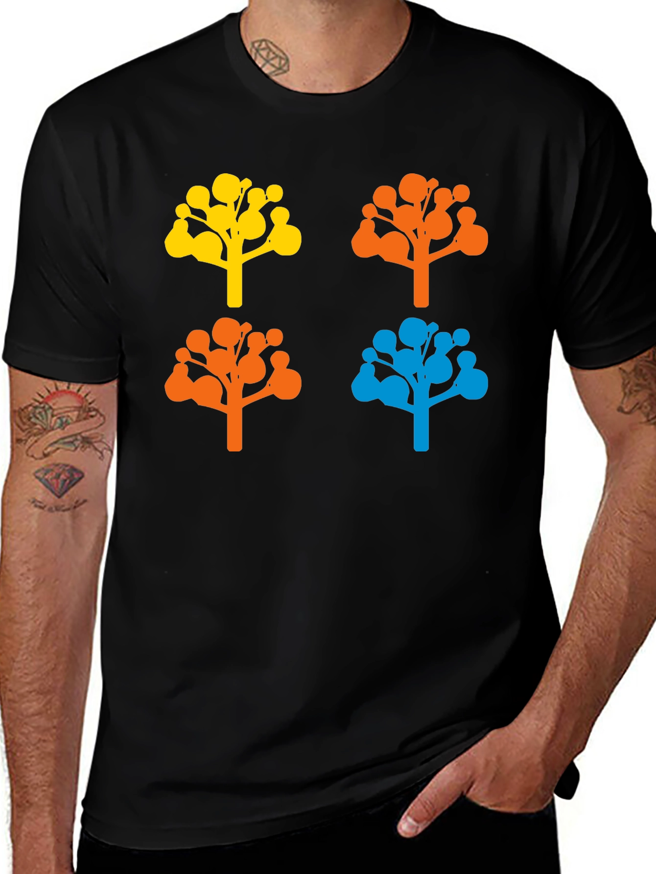Variant 6 of Four Trees Graphic Tee - Unique Colorful Design