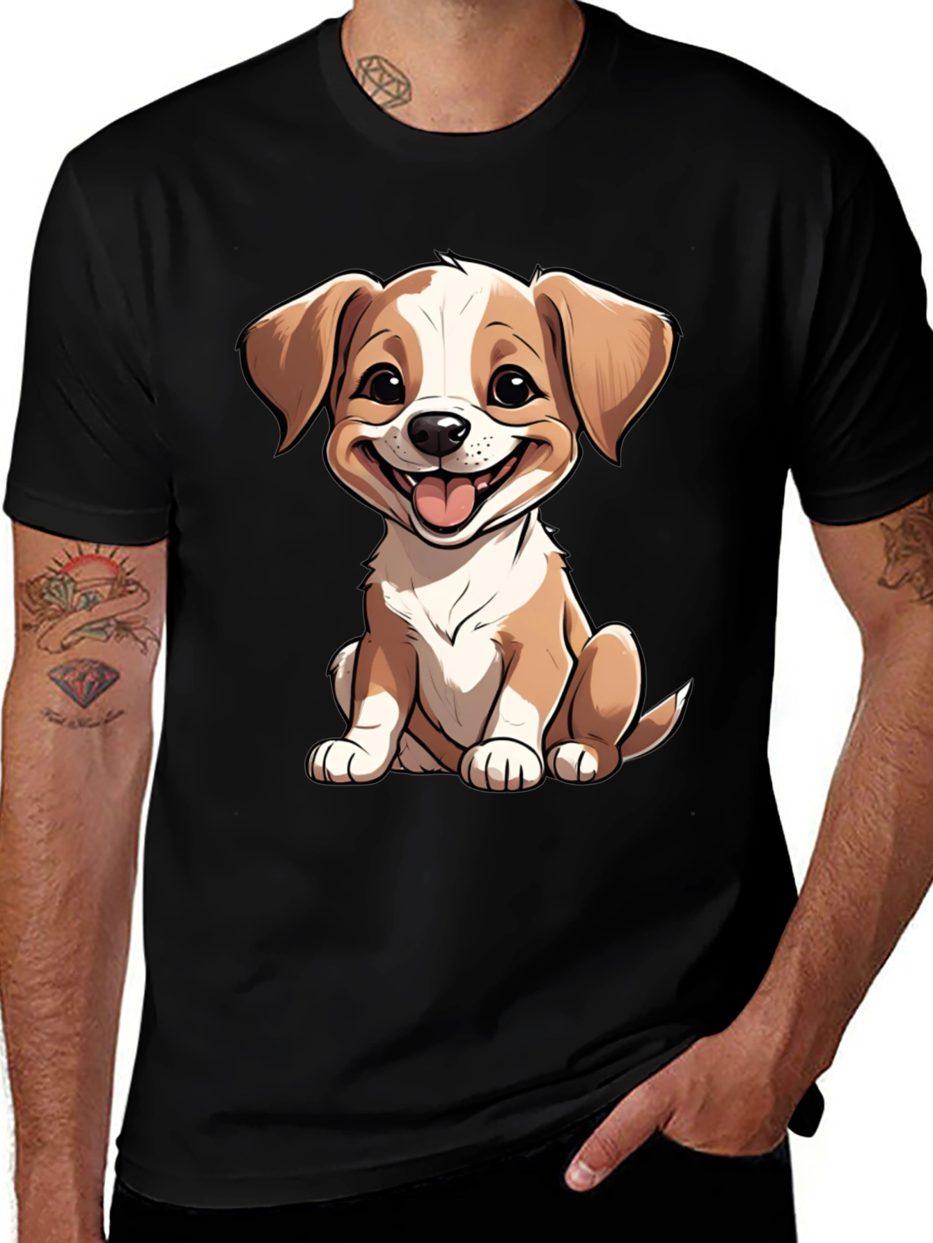 Variant 2 of Cute Cartoon Dog Graphic T-Shirt - Unisex