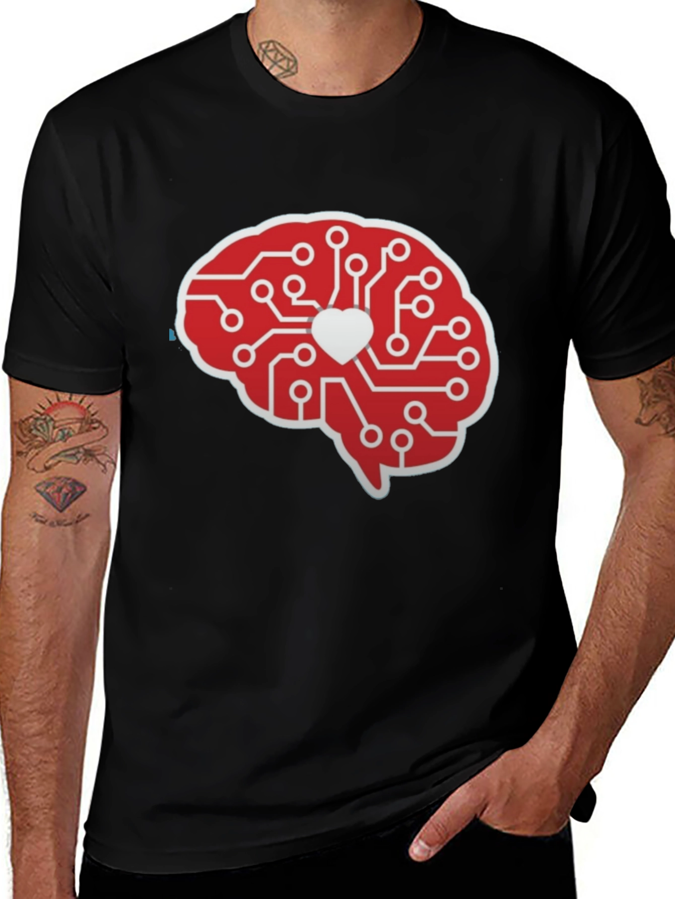 Variant 2 of Brain Circuit Heart T-Shirt - Tech Minded Love