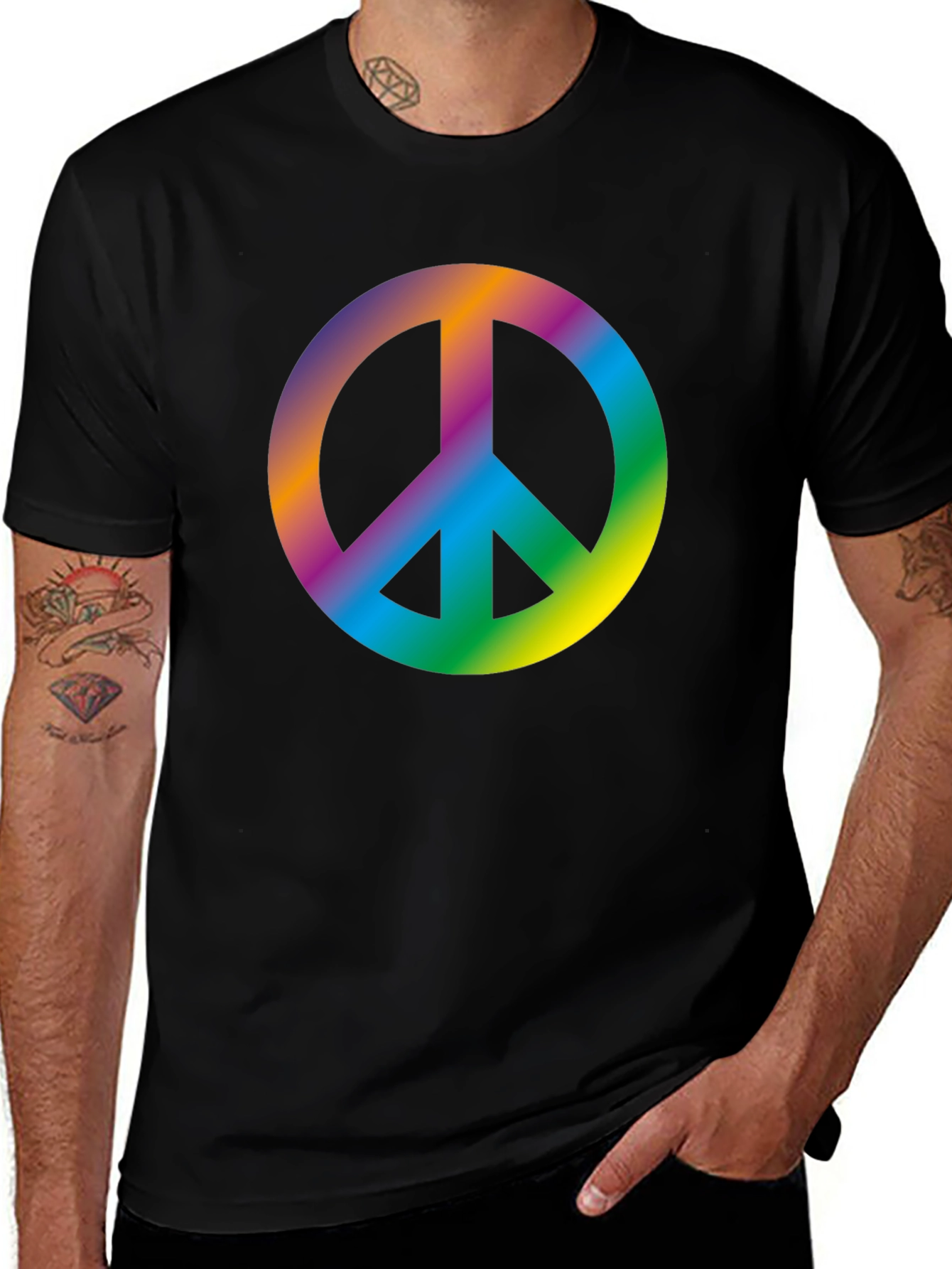 Variant 5 of Rainbow Peace Sign Black T-Shirt