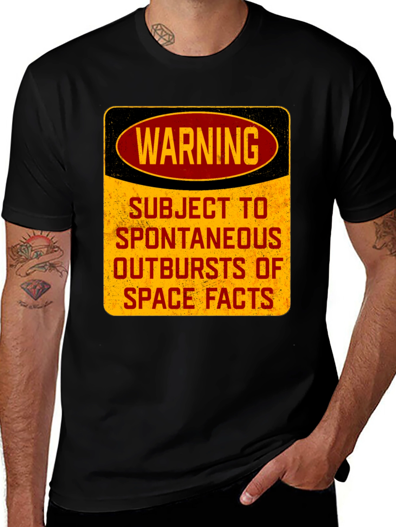 Variant 13 of Warning Spontaneous Space Facts Black T-Shirt