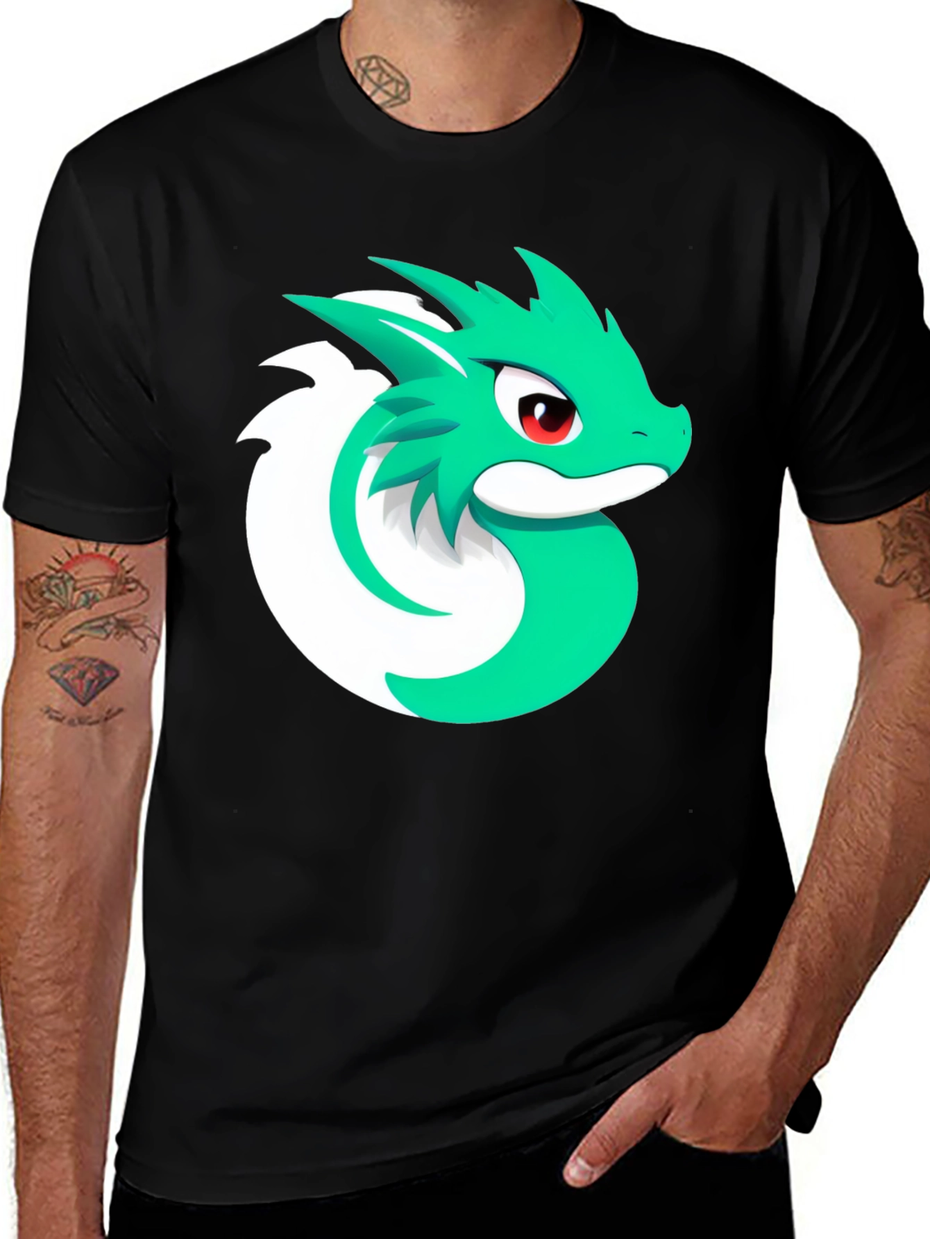 Variant 25 of Cool Dragon Graphic Tee - Black Cotton Blend T-Shirt