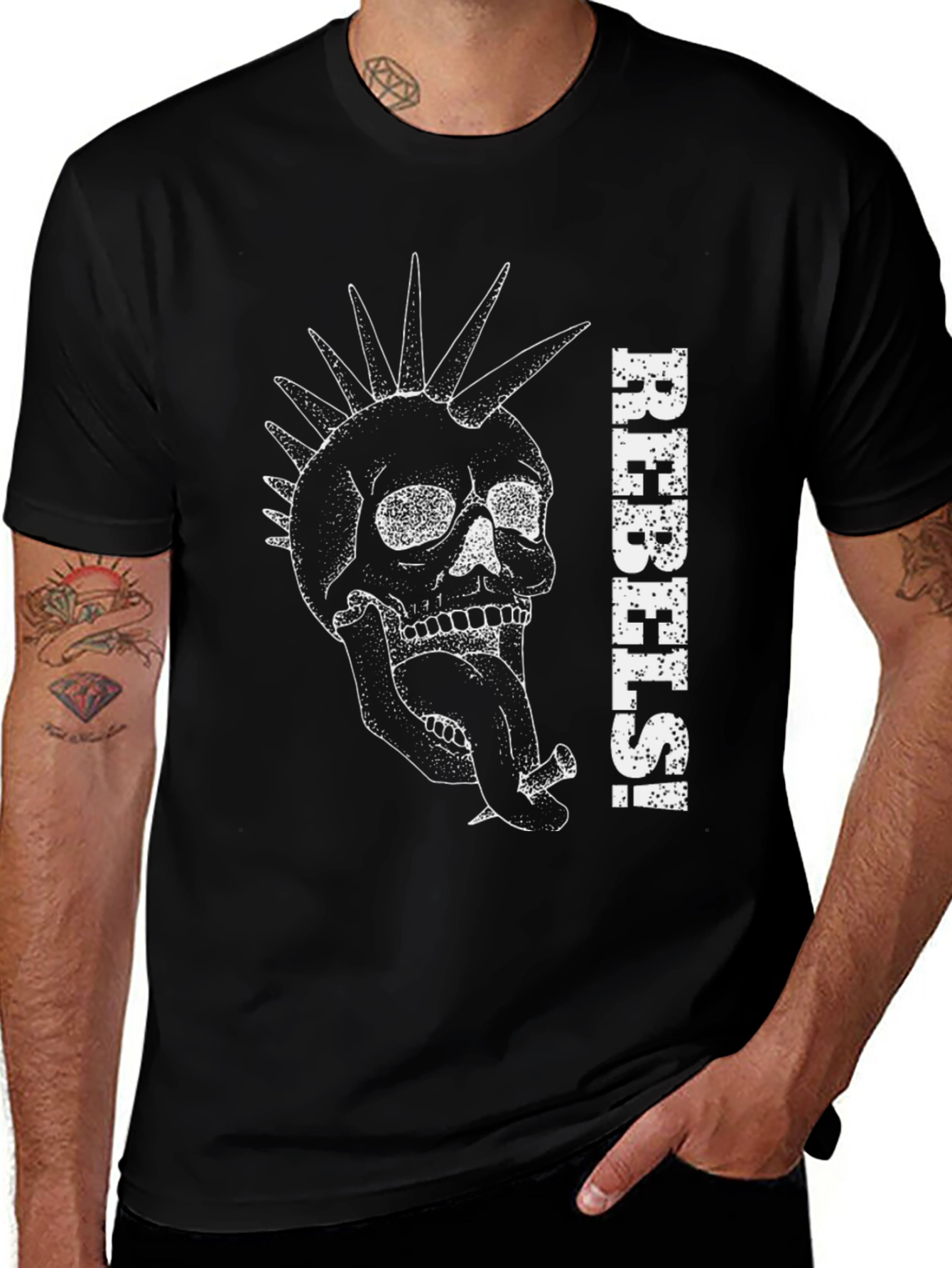 Black Rebels Skull Graphic Black T-Shirt main image