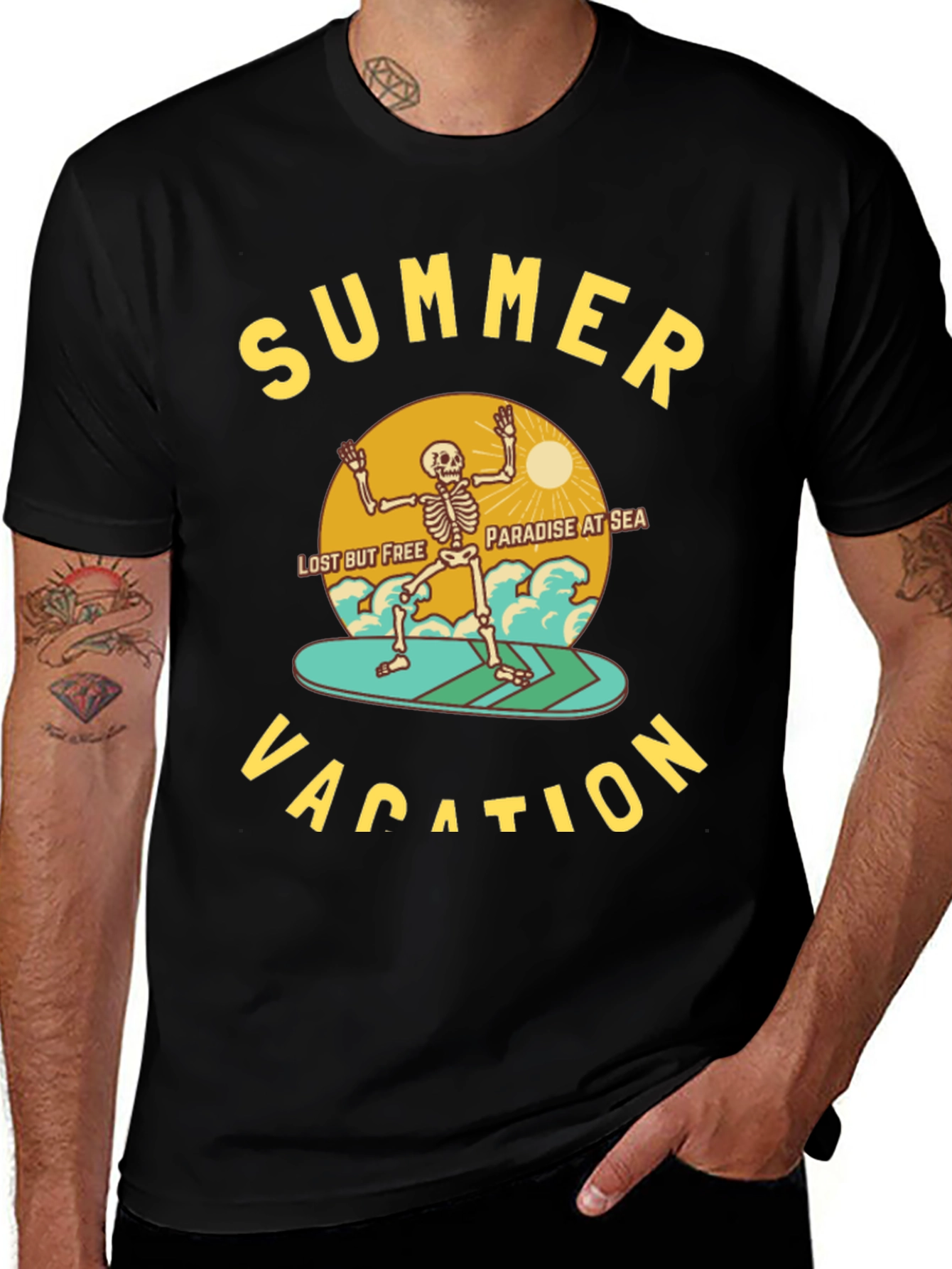 Variant 10 of Summer Vacation Skeleton Surf T-Shirt