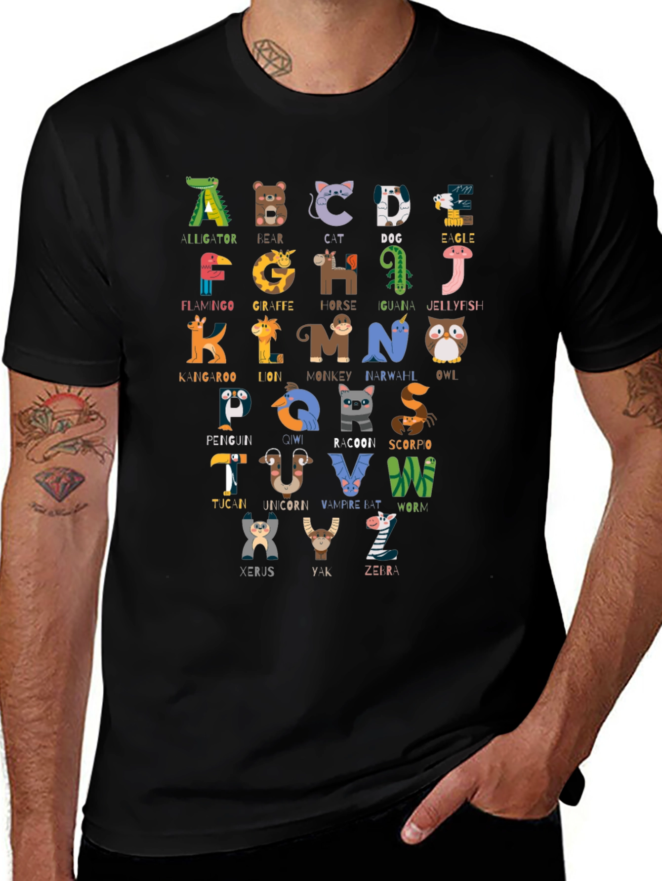 Variant 5 of Animal Alphabet T-Shirt, Educational ABC Tee