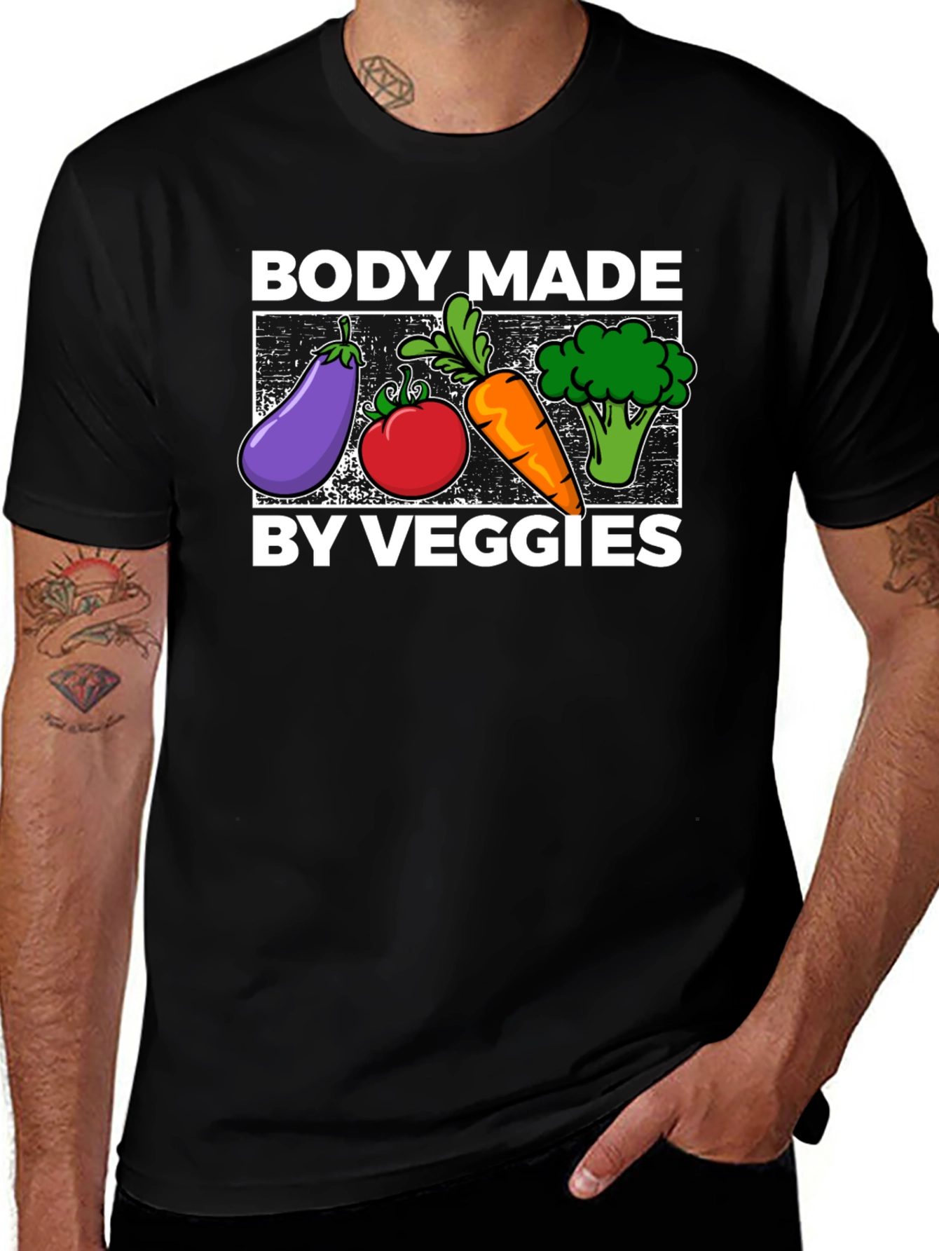 Body Made By Veggies Graphic T-Shirt