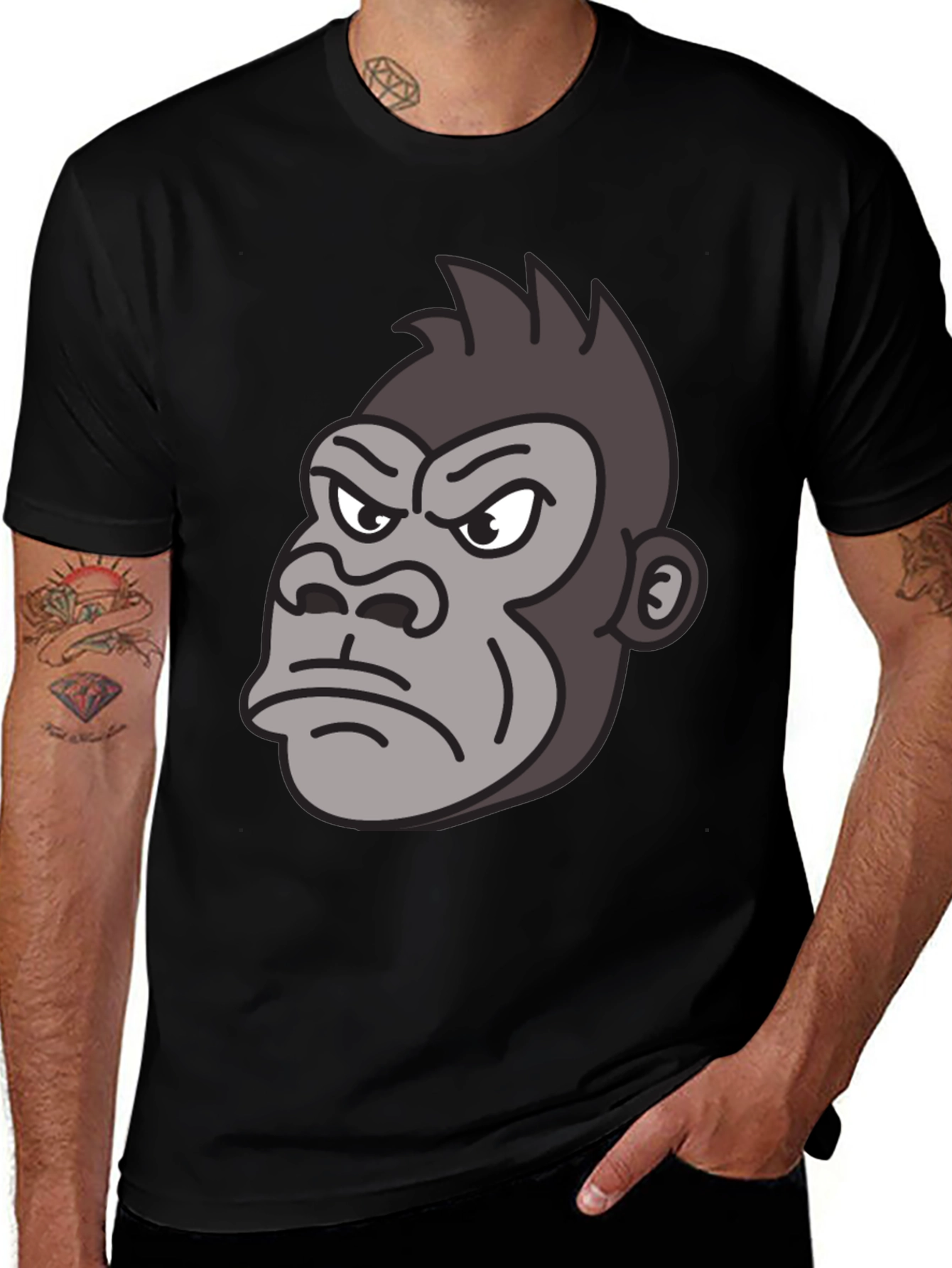Variant 27 of Angry Gorilla Graphic Tee - Black