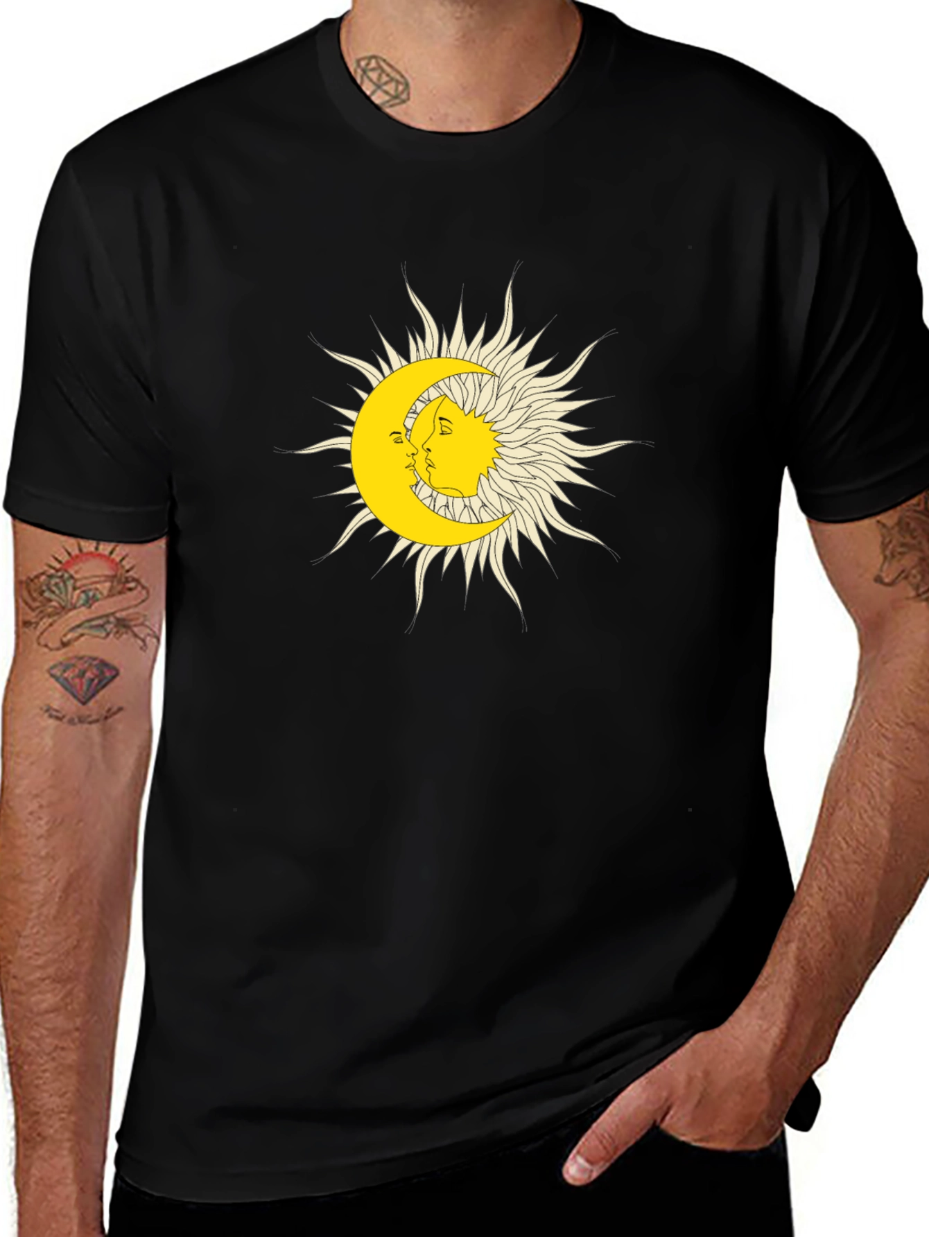 Variant 3 of Sun & Moon Graphic Tee - Black Cotton Blend