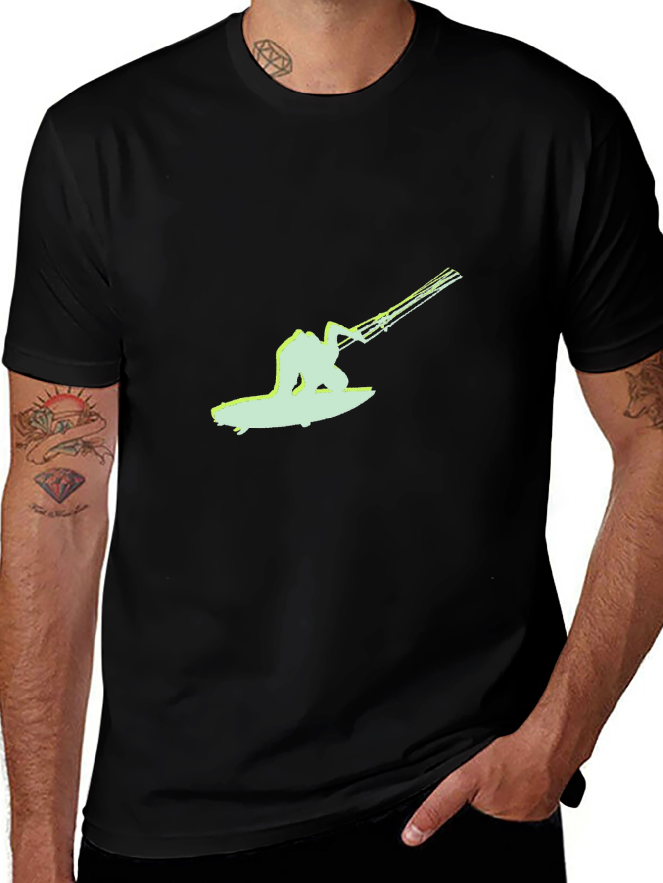 Variant 22 of Black T-Shirt with Surfing Graphic