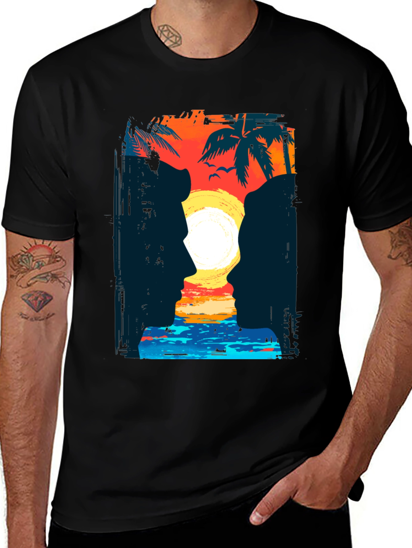 Variant 21 of Sunset Silhouette Graphic T-Shirt