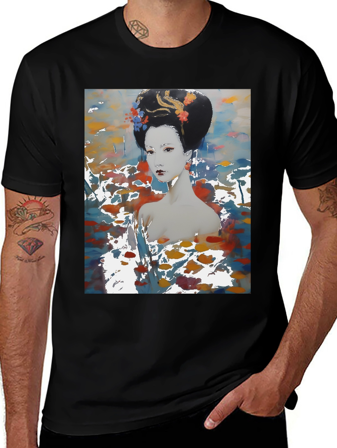 Variant 11 of Geisha Art T-Shirt - Abstract Style