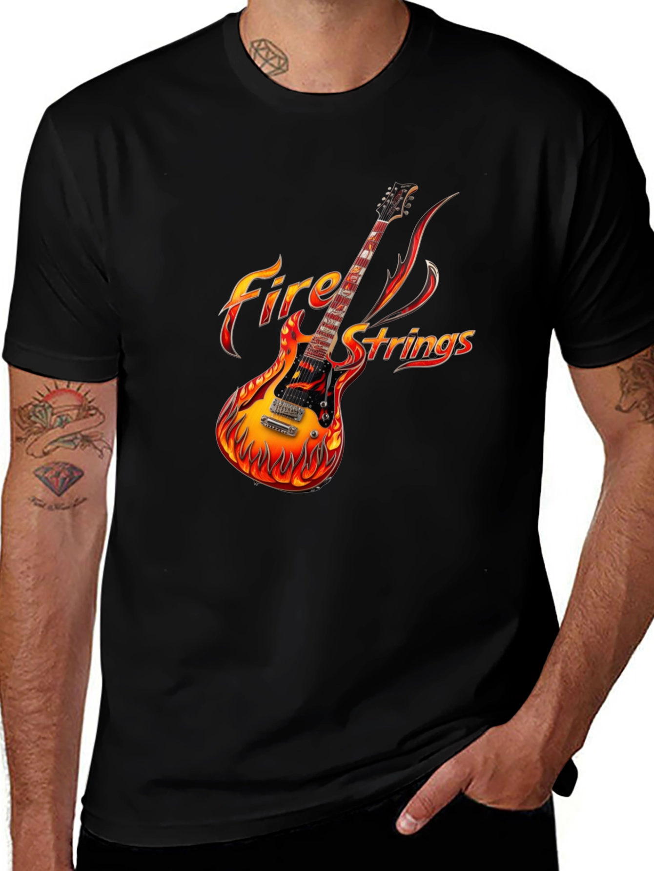 Variant 24 of Fiery Guitar Graphic Tee - Rock Concert Ready