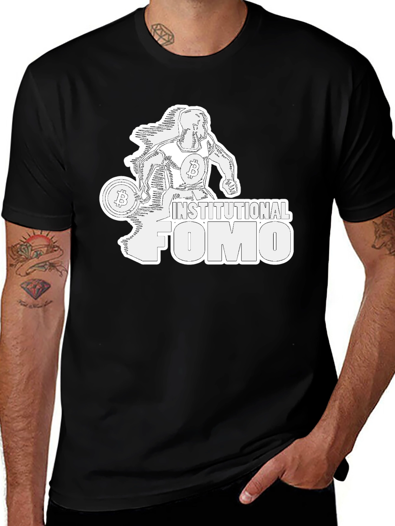 Variant 2 of Institutional FOMO Bitcoin T-Shirt