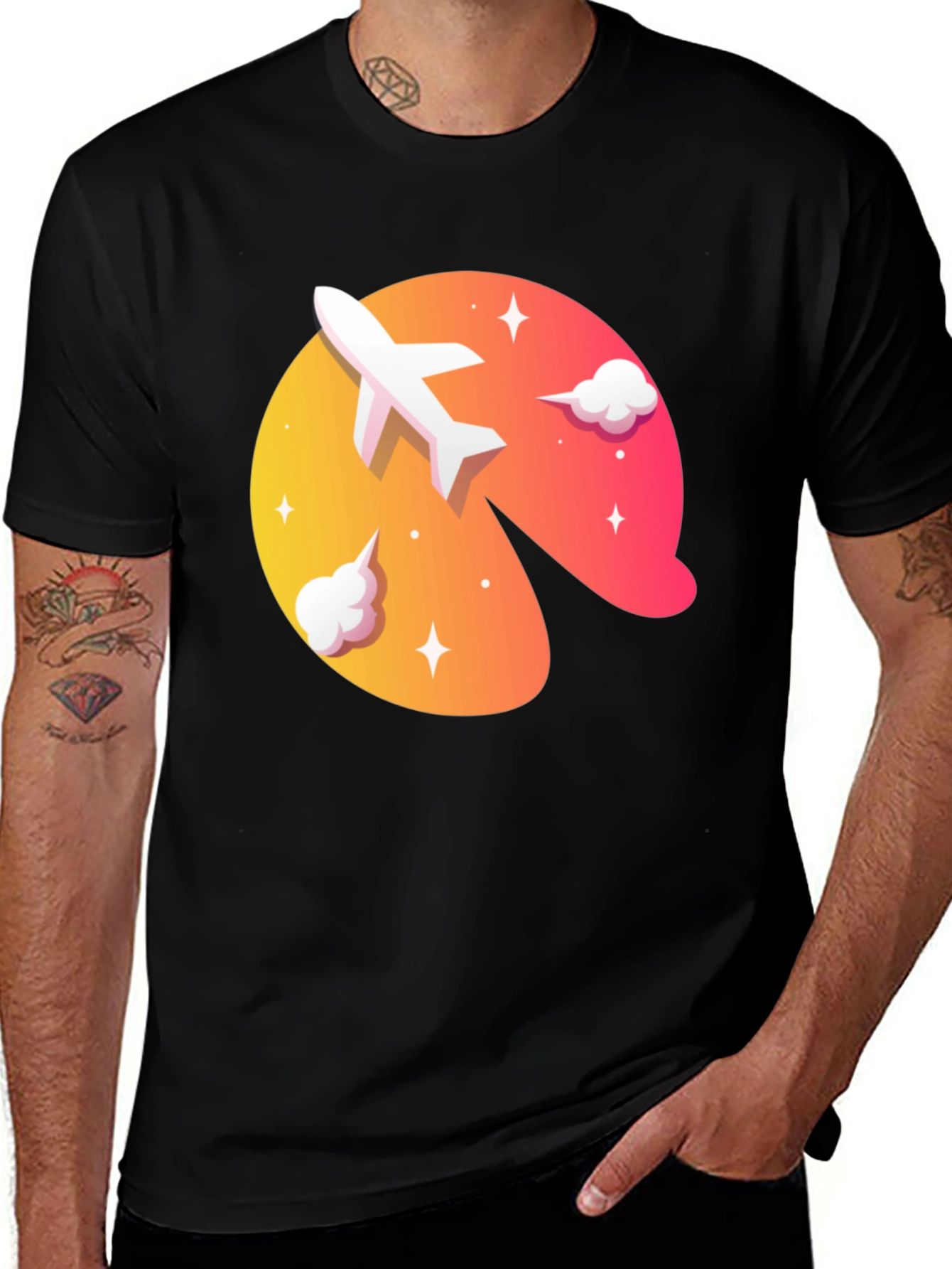 Airplane Sunset Graphic Tee - Stylish Travel Shirt
