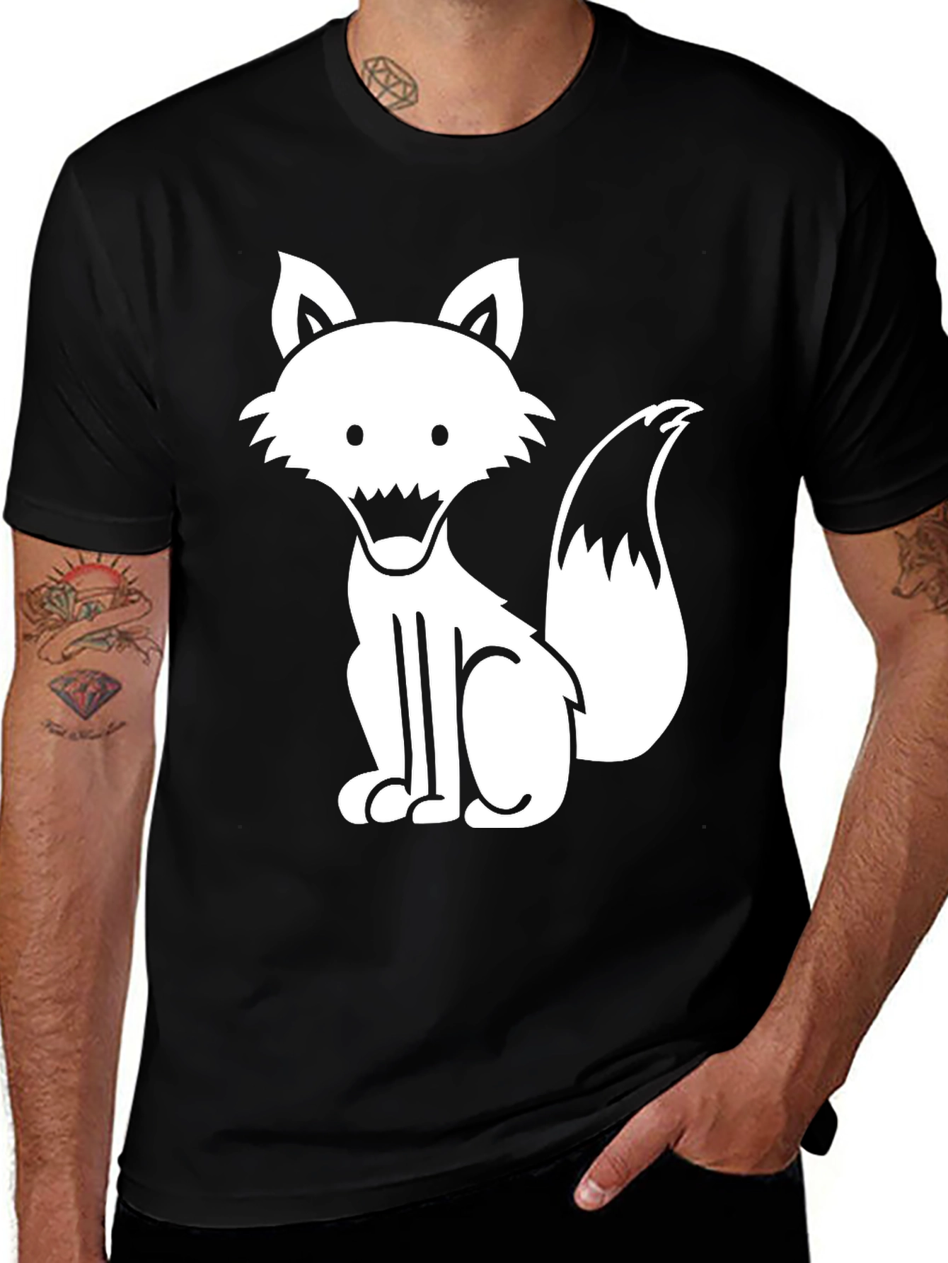 Cool Fox Graphic Black T-Shirt
