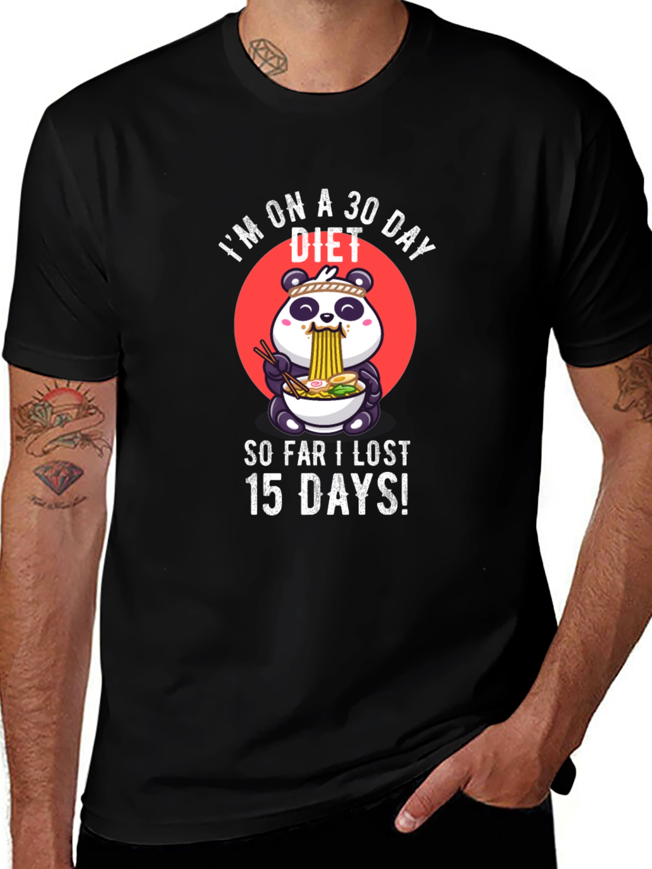 Variant 5 of Funny Diet T-Shirt - Panda Ramen Design