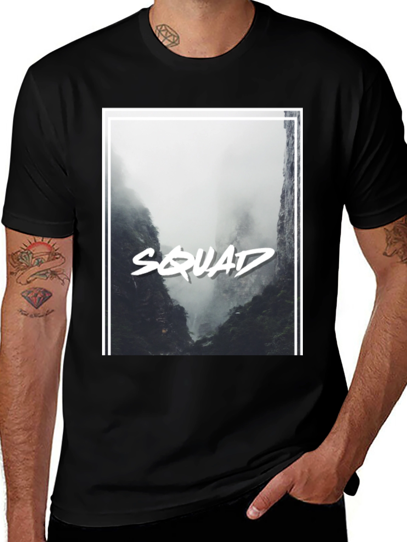 Variant 3 of Squad Graphic Black T-Shirt - Men's Fashion