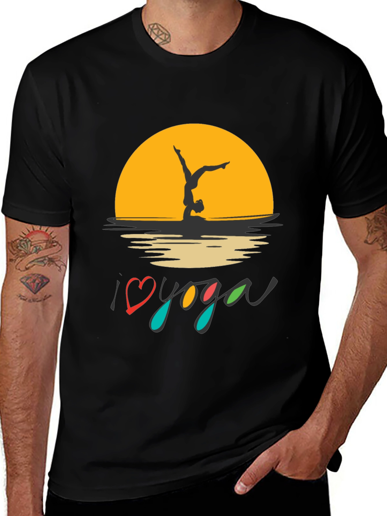 Variant 9 of I Love Yoga Black Graphic Tee