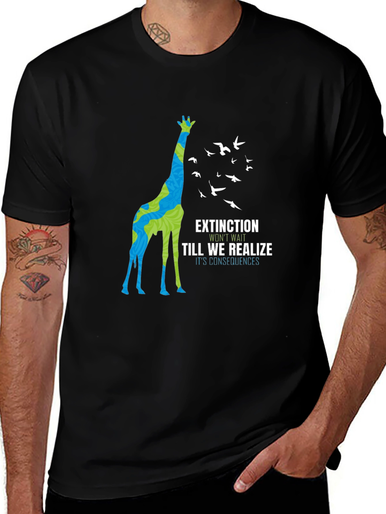 Extinction Awareness Graphic Tee - Giraffe Design