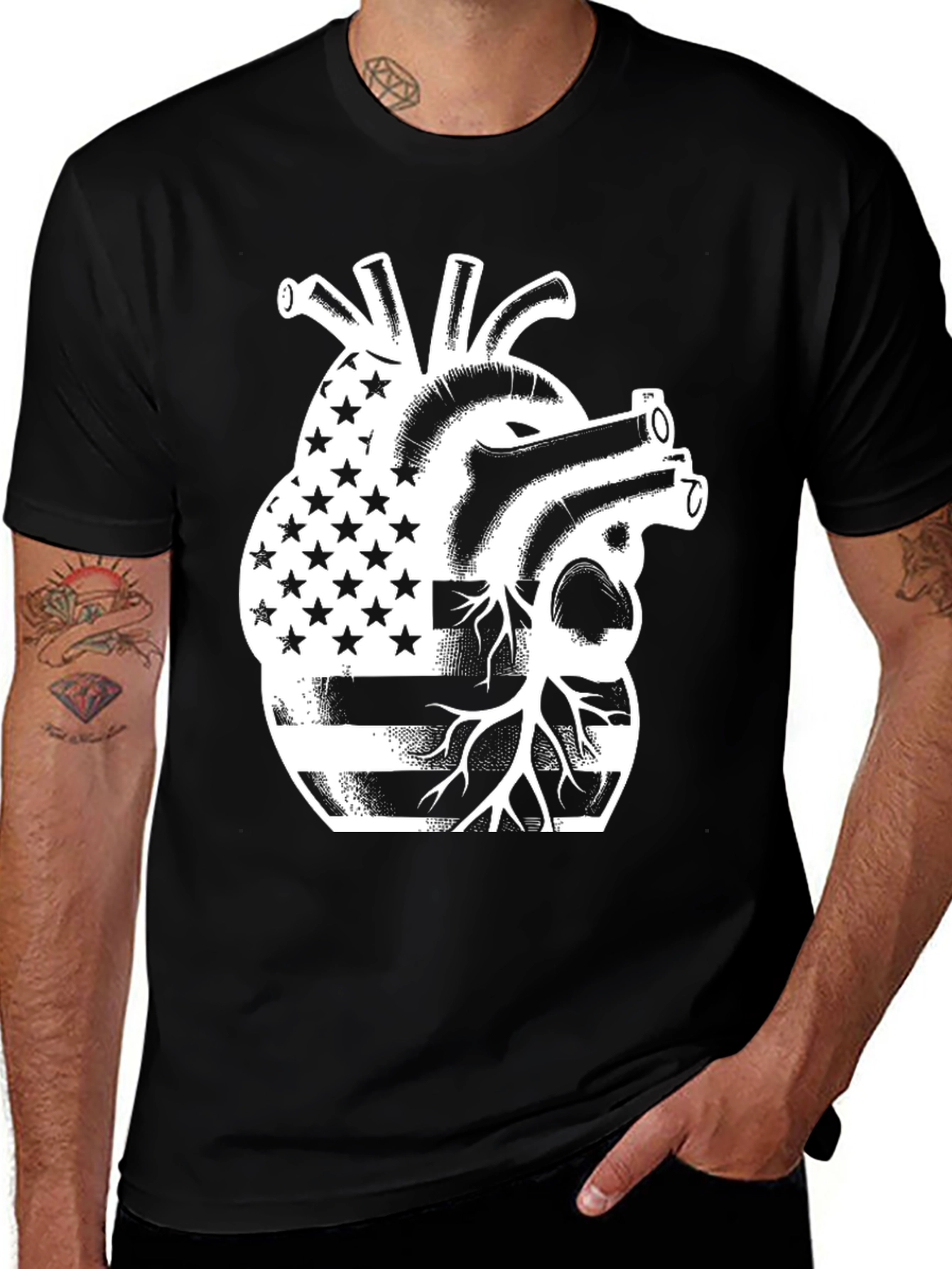 Variant 13 of American Flag Heart Graphic T-Shirt - Patriot Pride