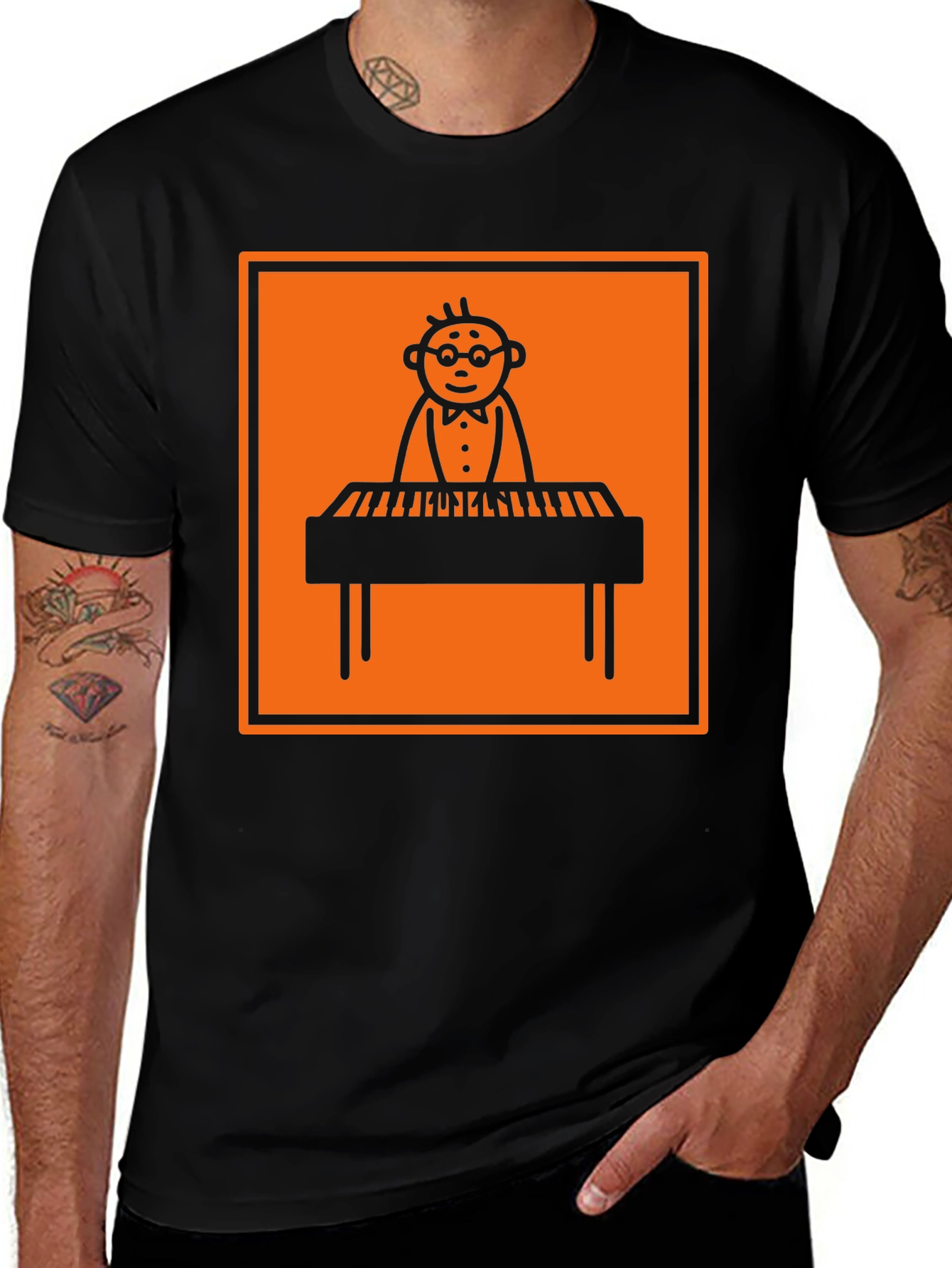 Variant 16 of Musician T-Shirt: Piano Player Graphic Tee