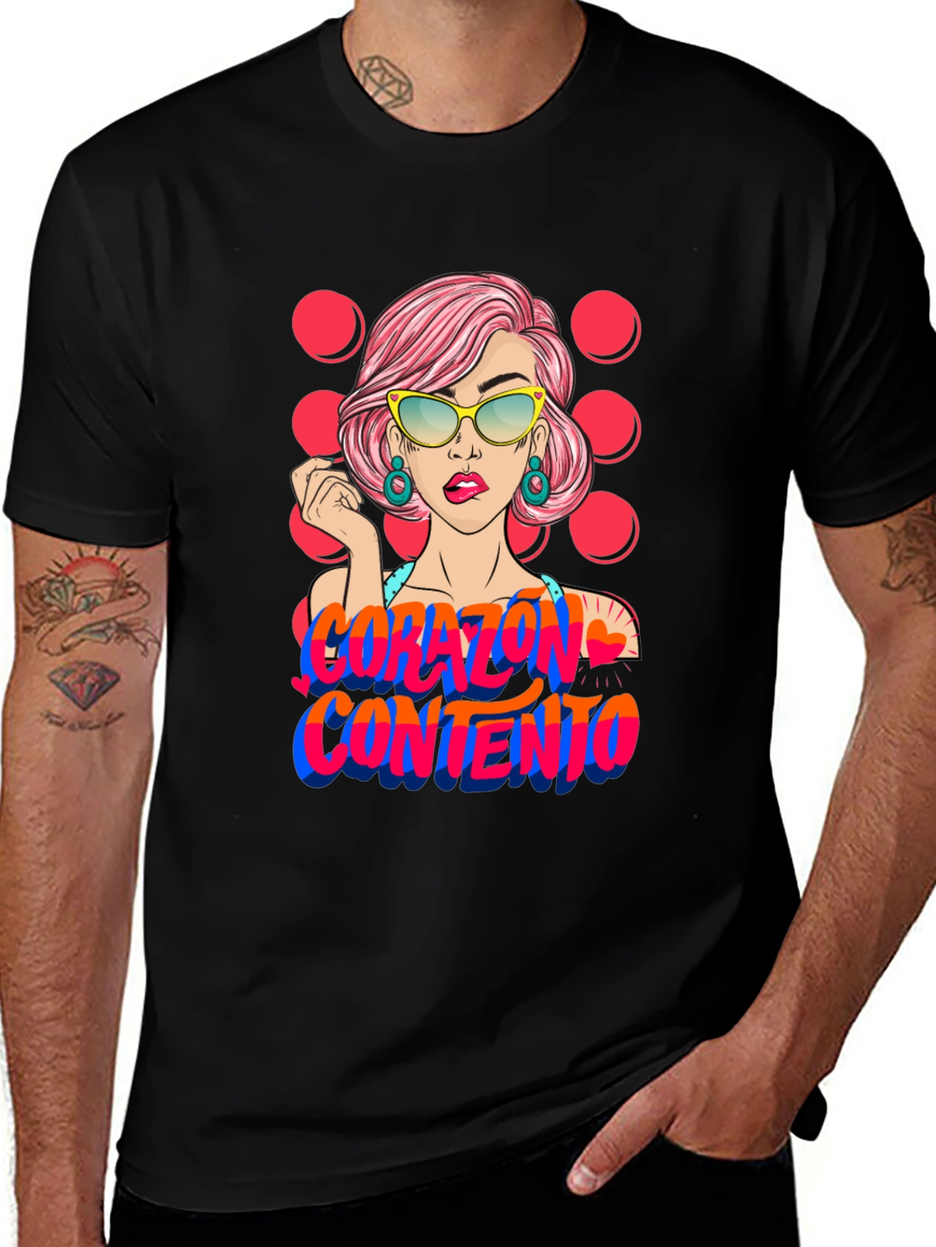 Variant 6 of Corazon Contento Graphic Tee - Trendy Pop Art Design