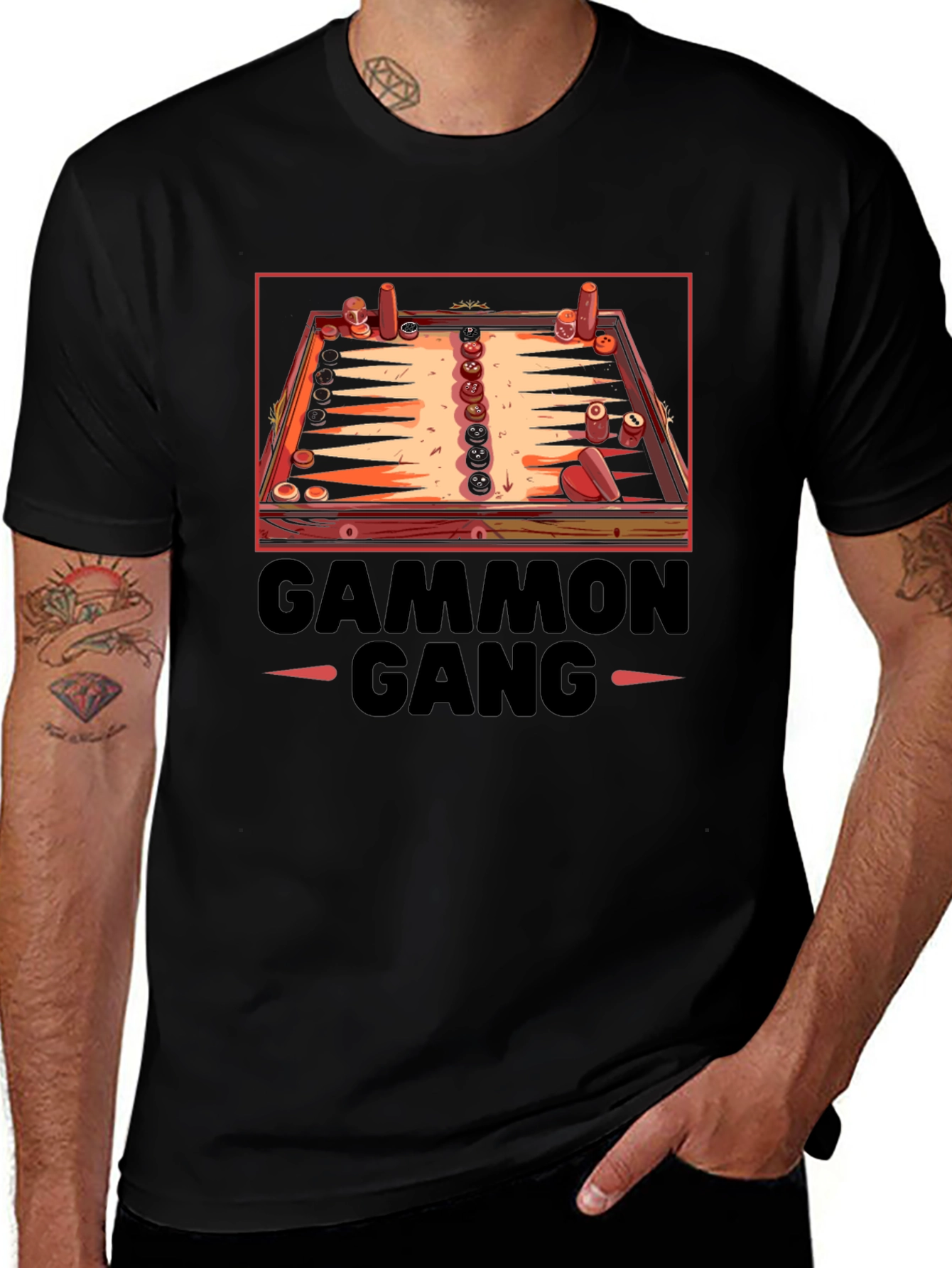 Variant 27 of Gammon Gang Backgammon Board Game T-Shirt