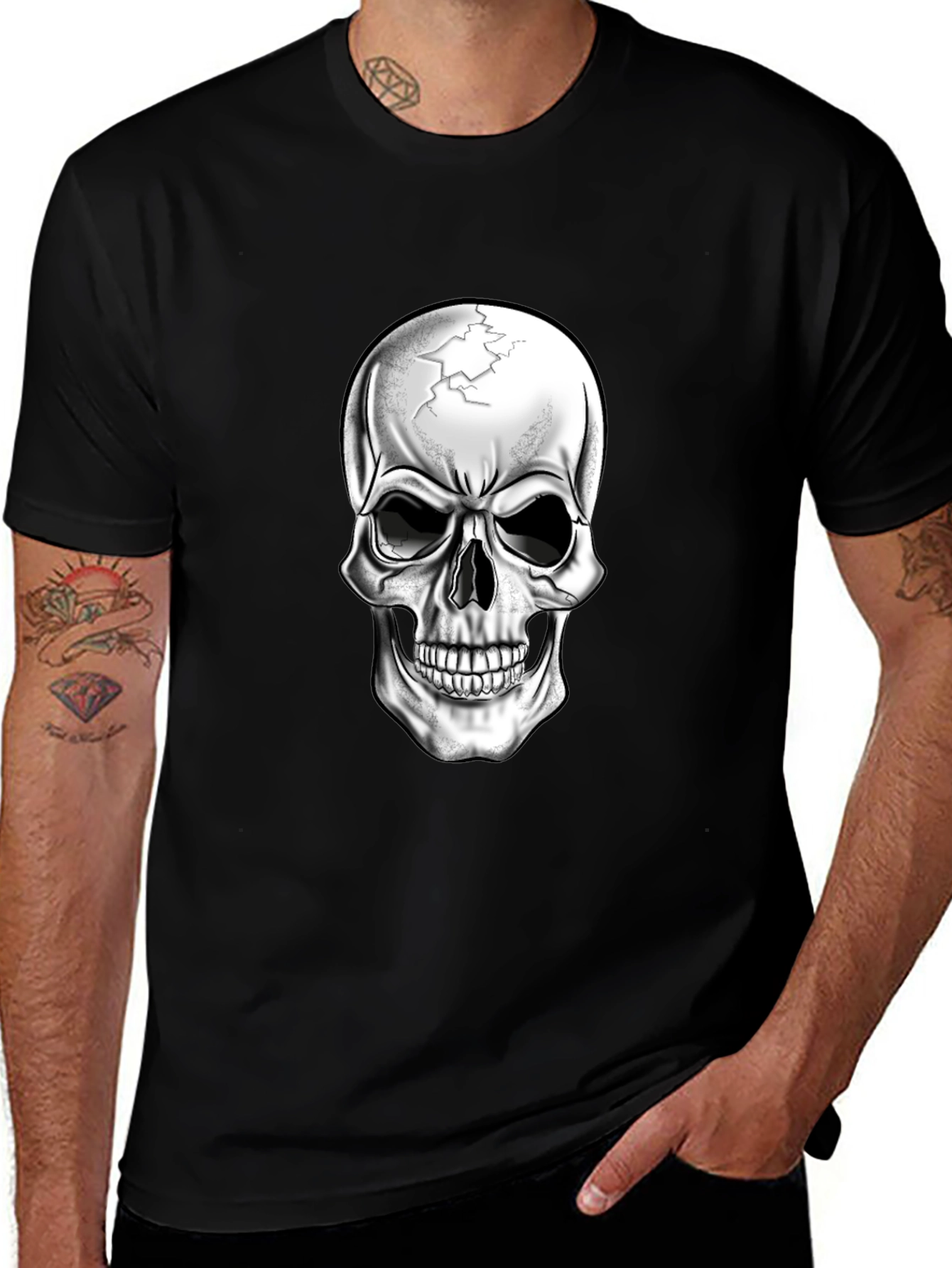 Variant 19 of Skull Graphic Black T-Shirt