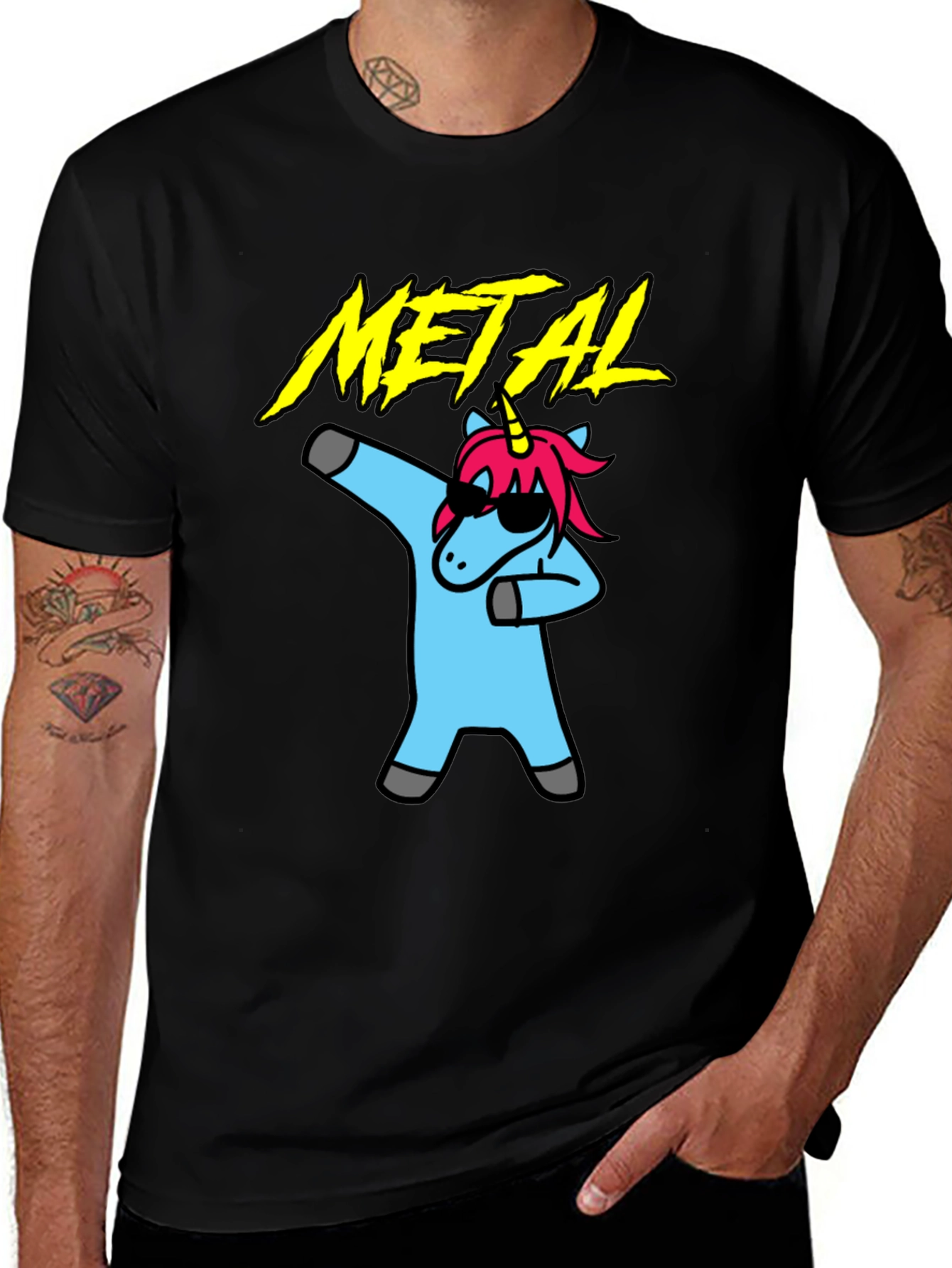 Variant 17 of Metal Unicorn Dab T-Shirt - Black