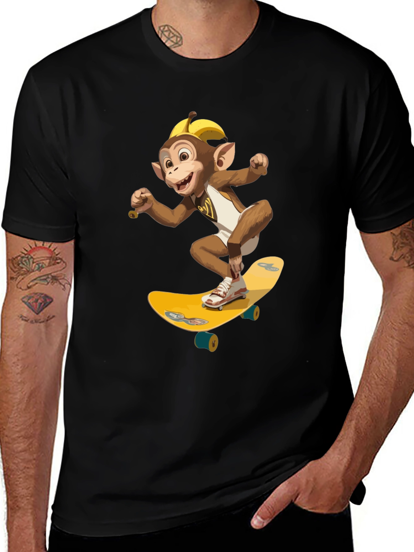 Variant 8 of Monkey Skateboard T-Shirt - Fun & Unique Design