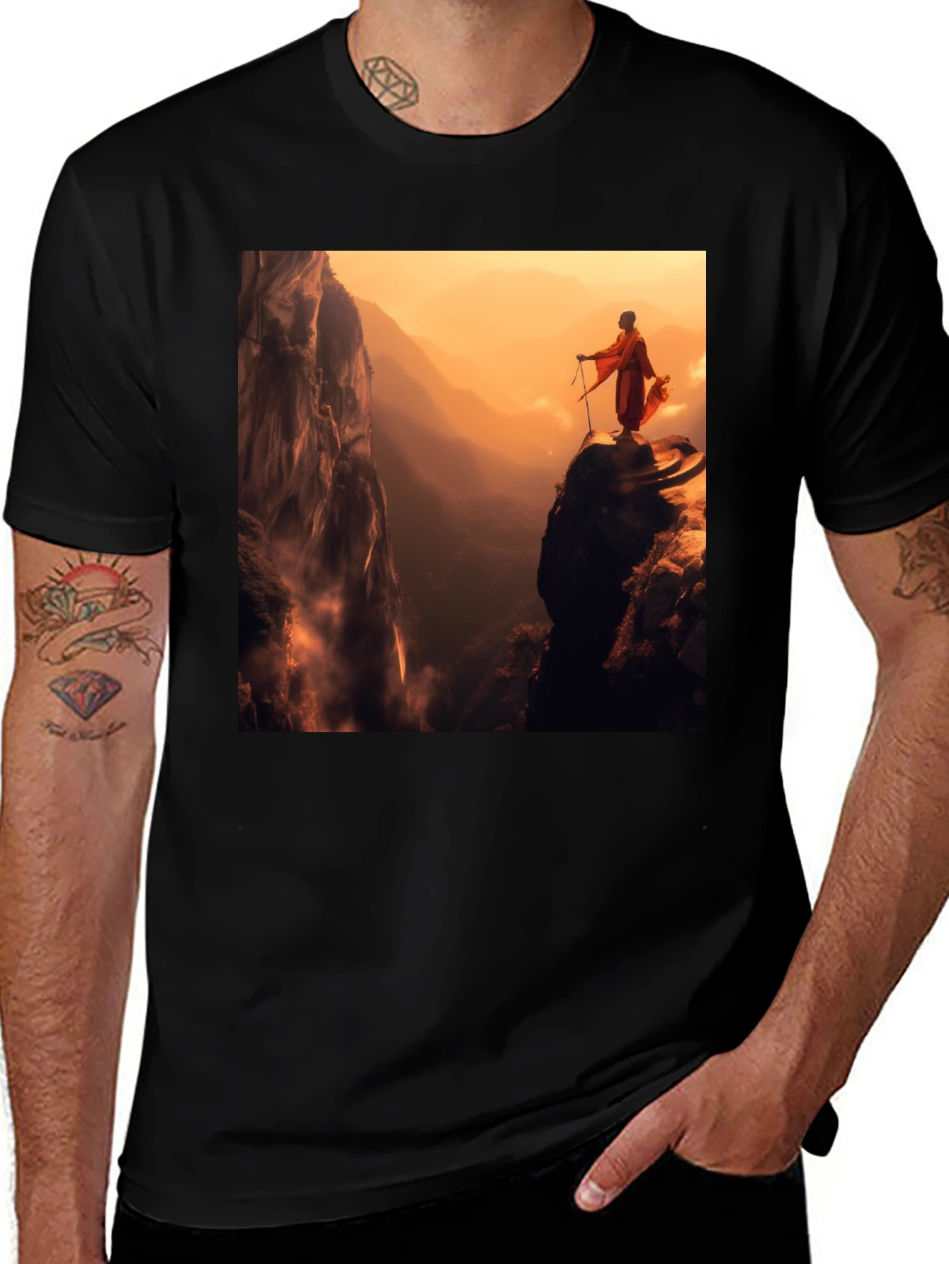 Monk Mountain View Black T-Shirt