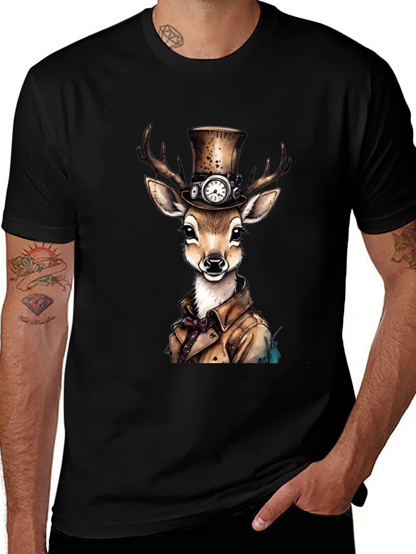 Steampunk Deer Graphic T-Shirt
