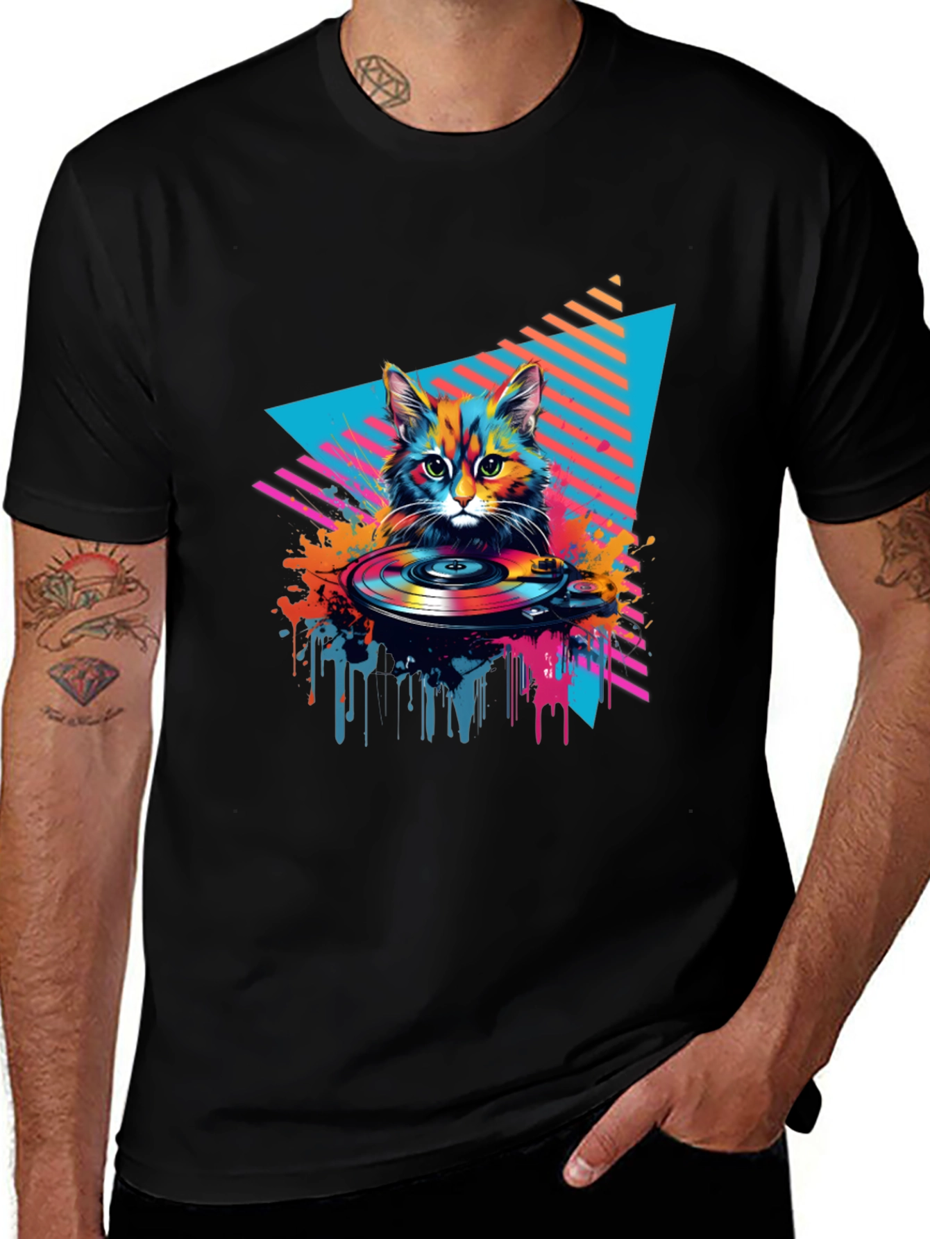 Variant 15 of Retro Cat DJ Graphic Tee