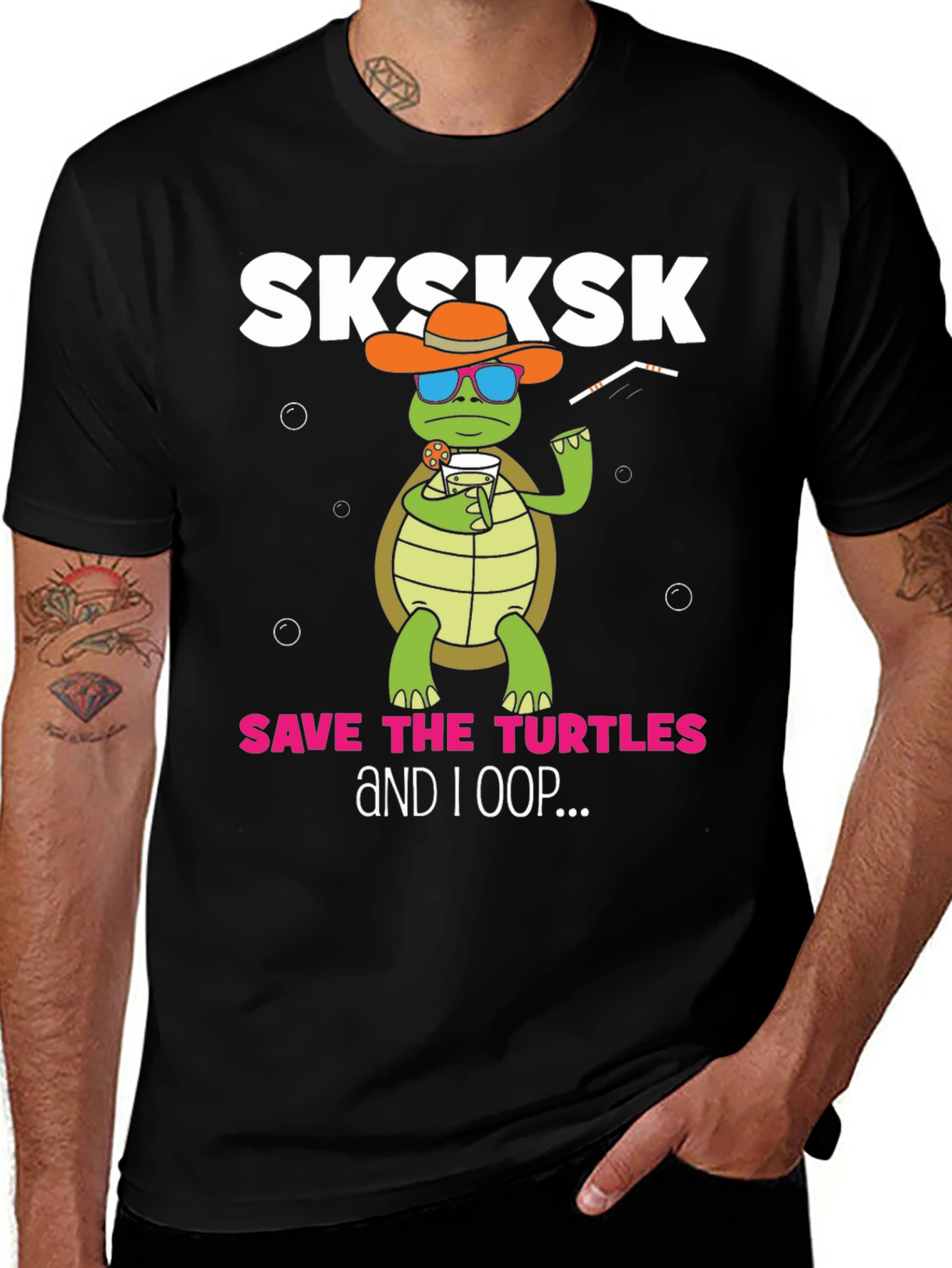 Black Sksksk Save the Turtles Graphic Tee main image