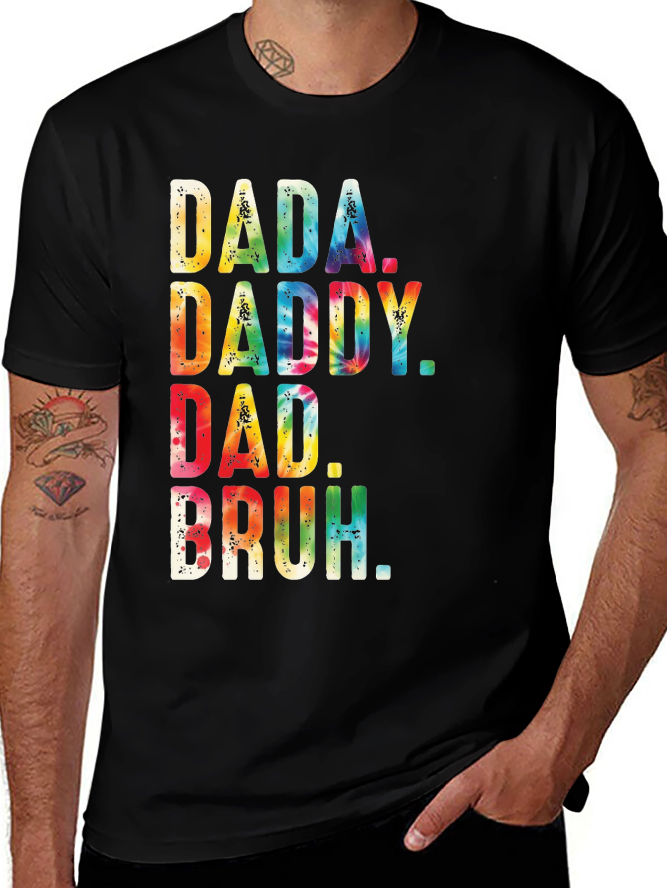 Variant 16 of Dada Daddy Dad Bruh Tie Dye Men's Black T-Shirt