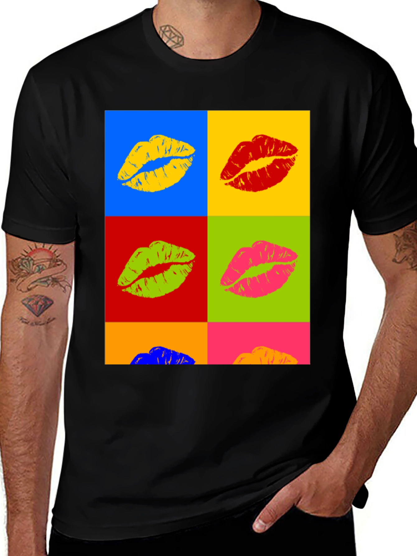 Variant 6 of Pop Art Lips Graphic Tee - Unique Colorful Design