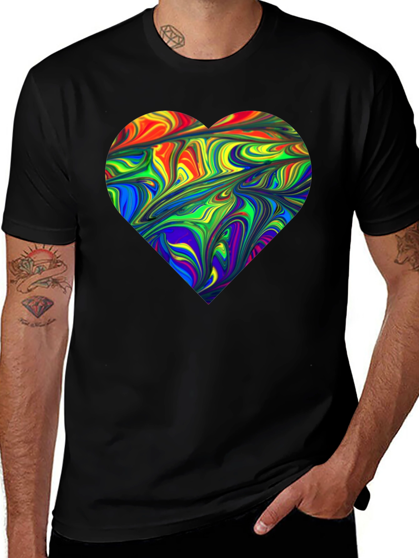 Variant 8 of Rainbow Heart Swirl T-Shirt