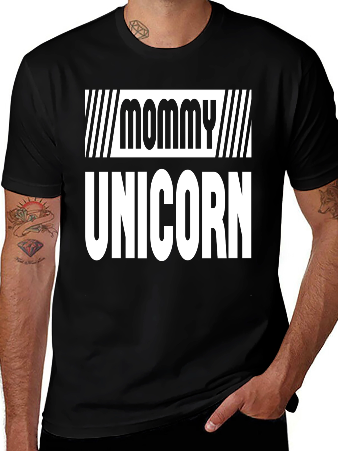 Mommy Unicorn Graphic Tee - Black Cotton T-Shirt