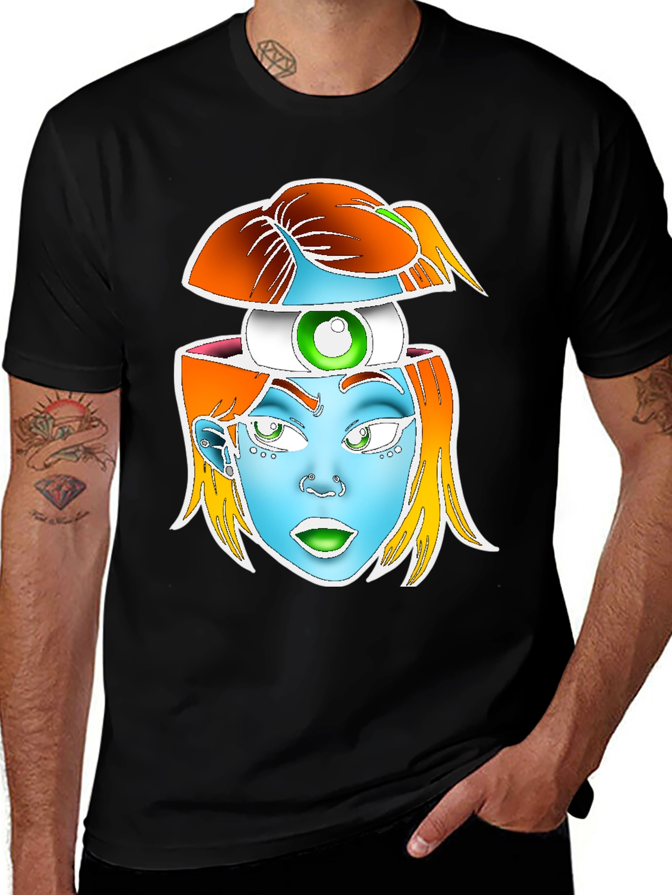Variant 2 of Surreal Head Graphic Tee - Black