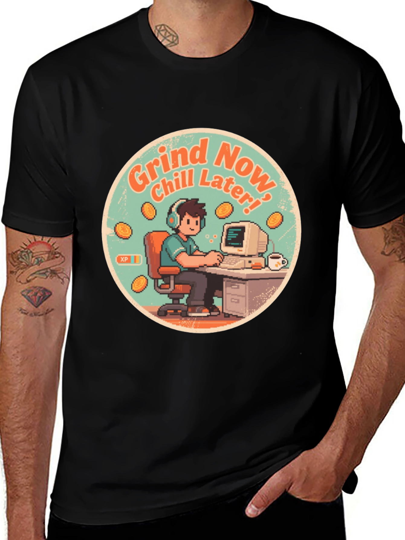 Variant 27 of Grind Now, Chill Later Black T-Shirt